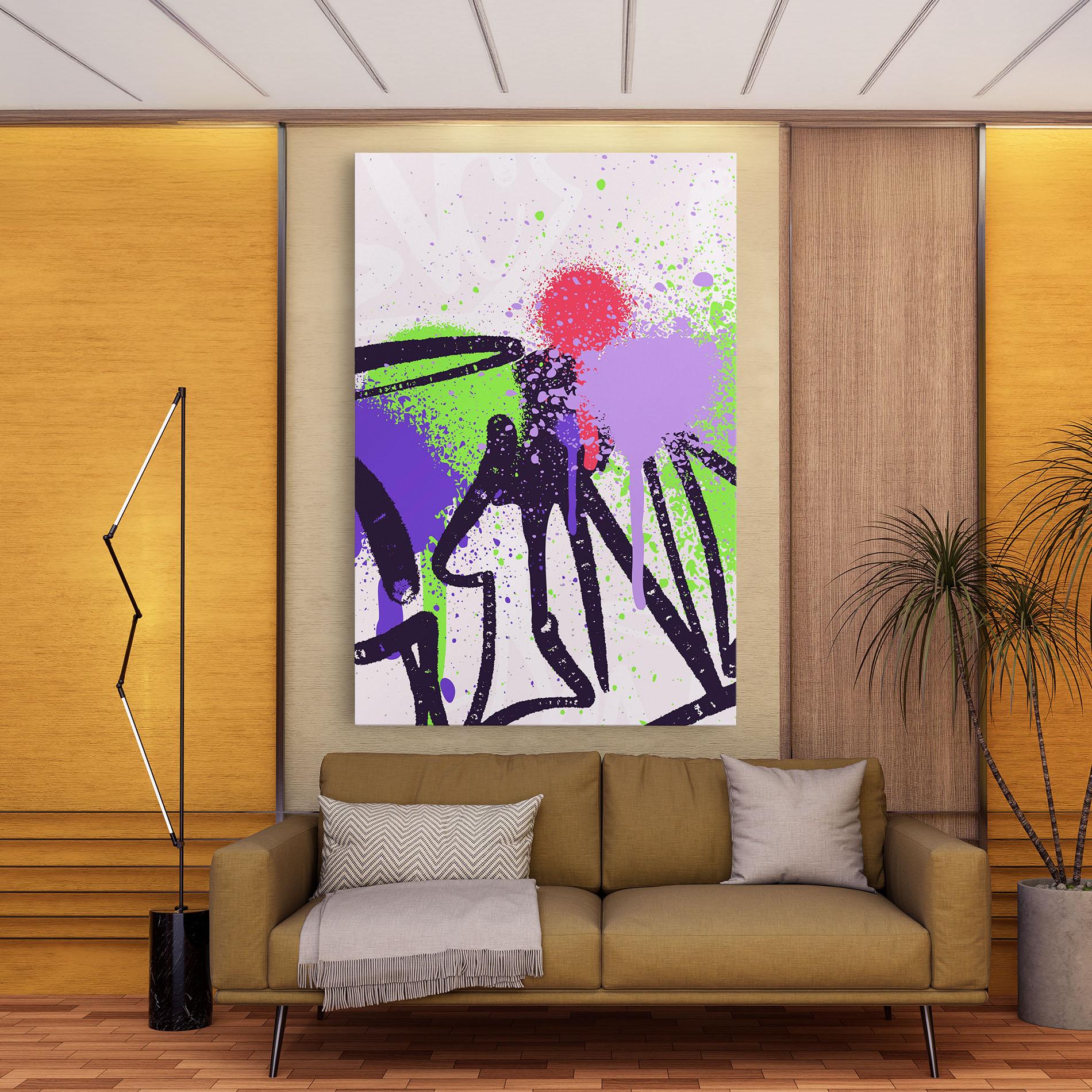 Leinwandbild Green Purple Graffiti mockup 9