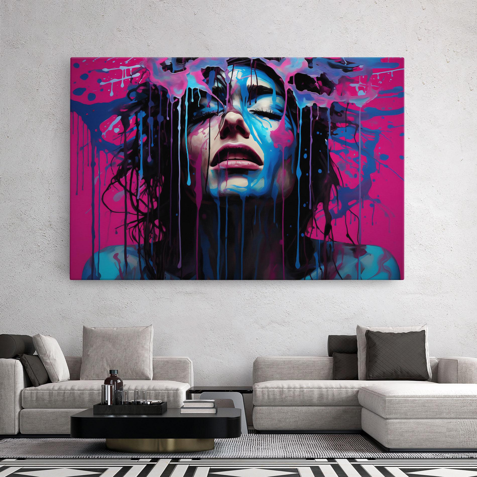 Leinwandbild Blue Pink Woman mockup 2