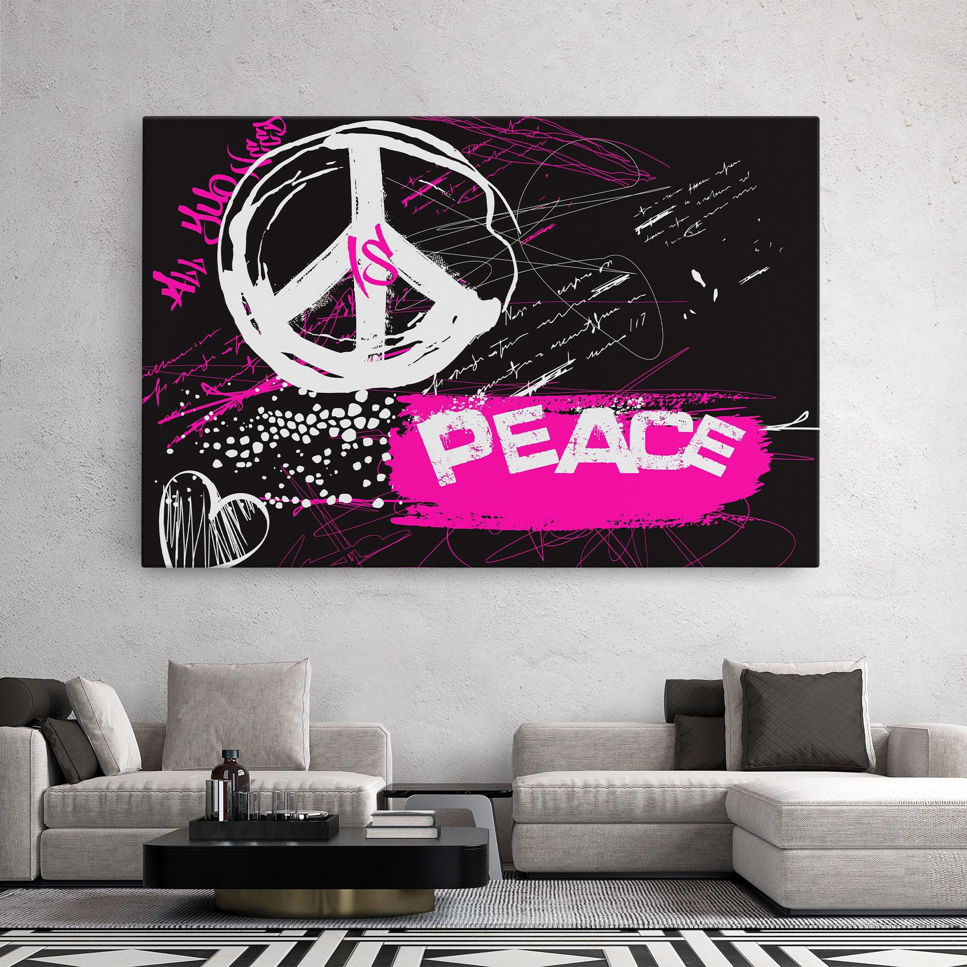 Leinwandbild Graffiti Pink Peace mockup 2