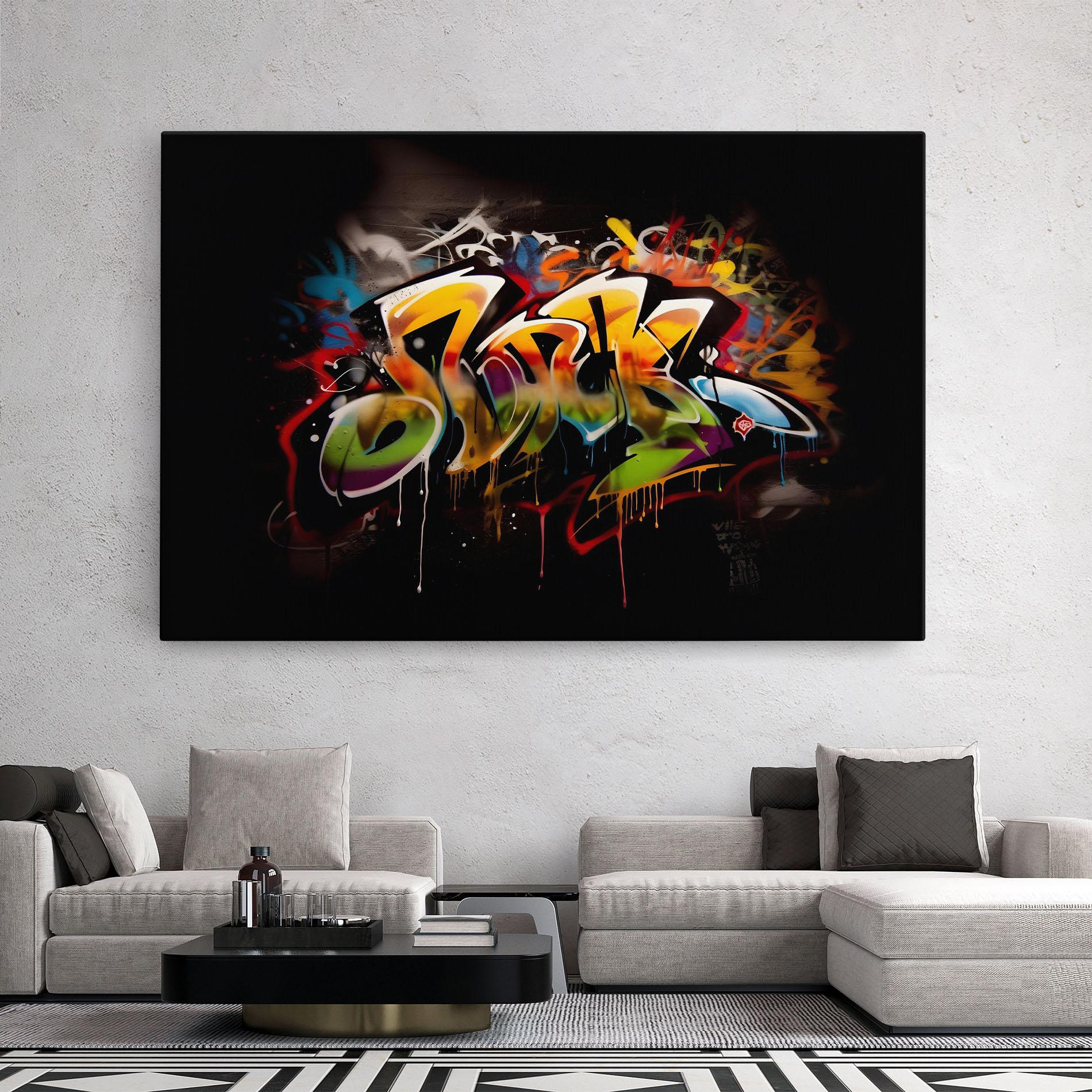 Leinwandbild Graffiti Style Wall mockup 2