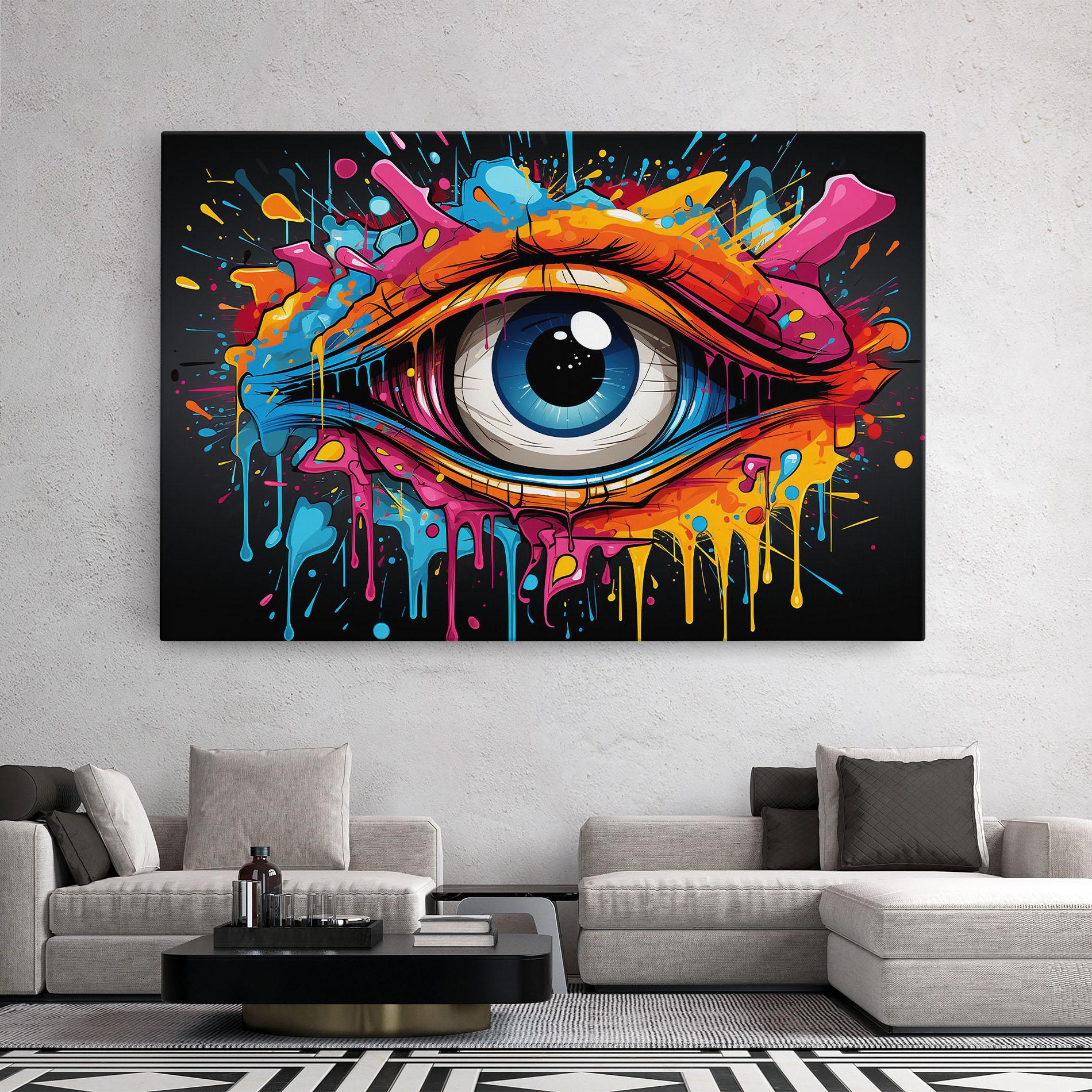 Leinwandbild Graffitistyle Eye mockup 2