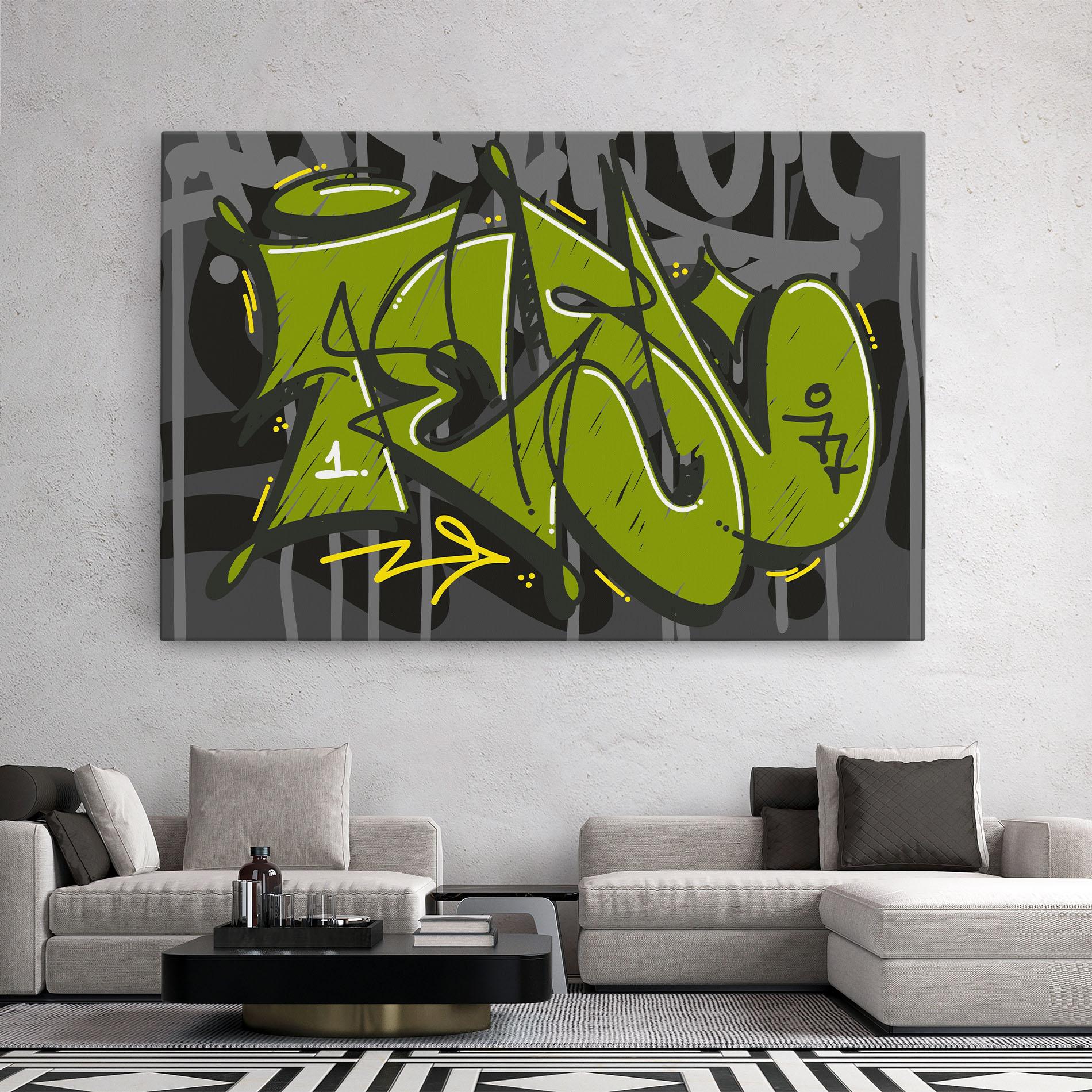Leinwandbild Green Grey Graffti mockup 2