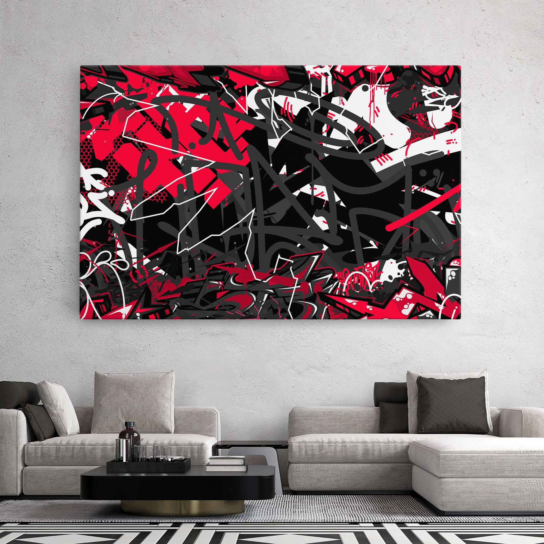 Leinwandbild Grey Red Graffiti mockup 2