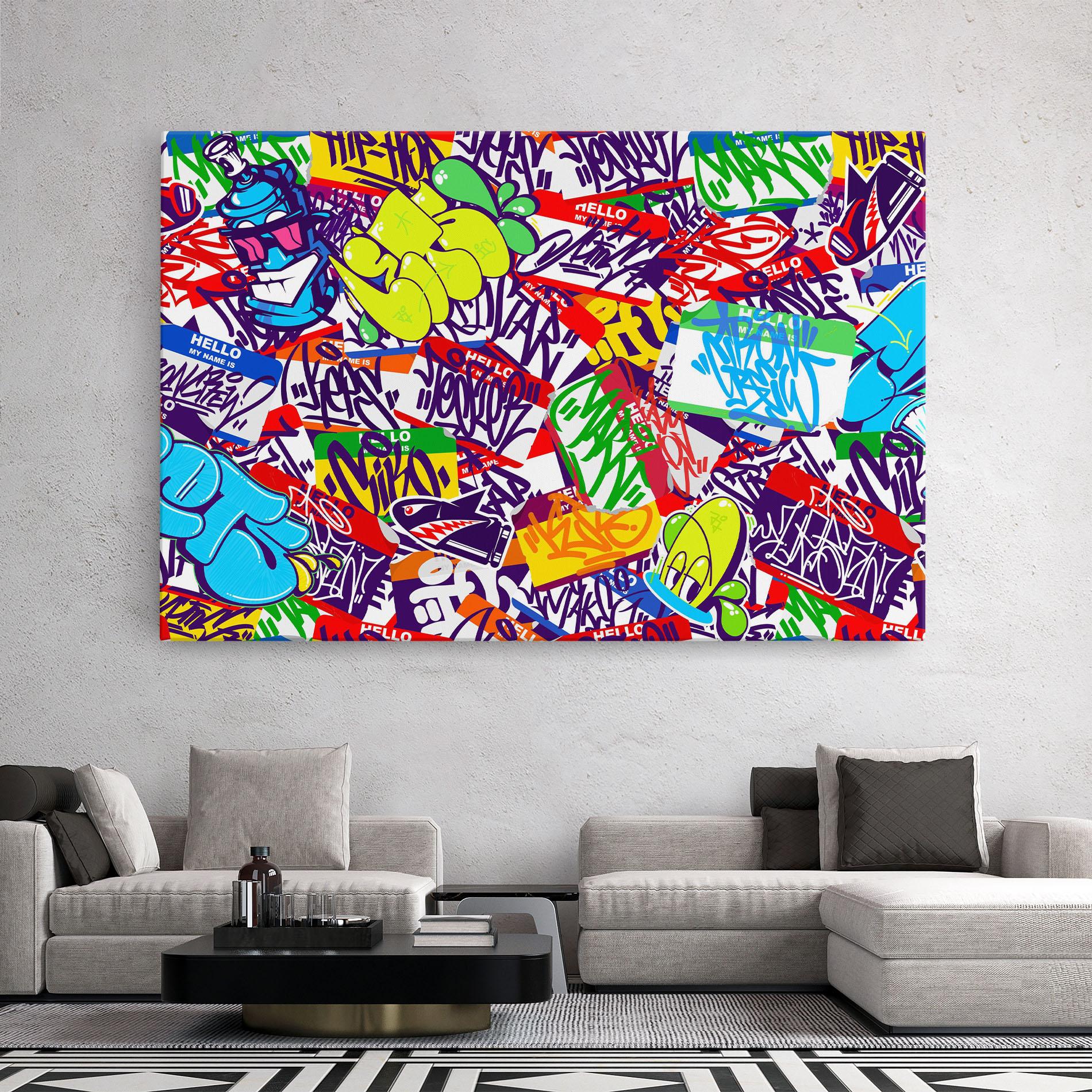 Leinwandbild Hello Graffiti Name mockup 2