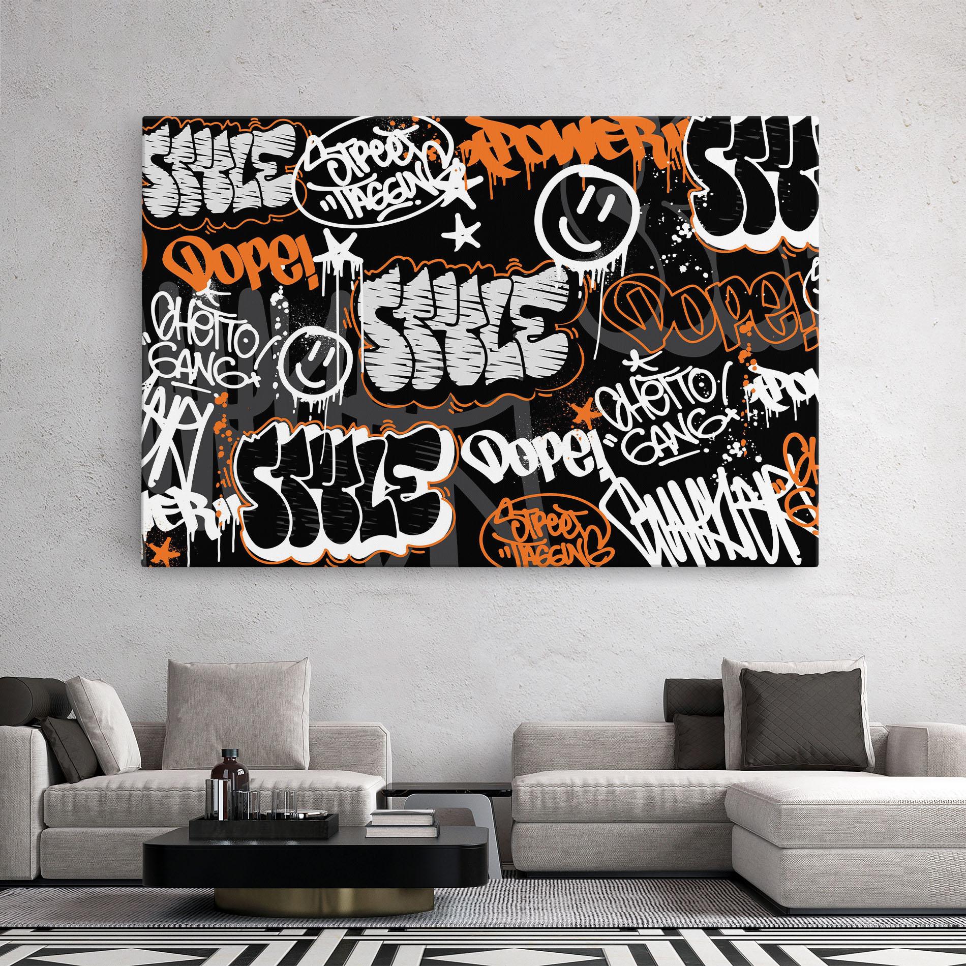 Leinwandbild Orange Black Graffiti mockup 2
