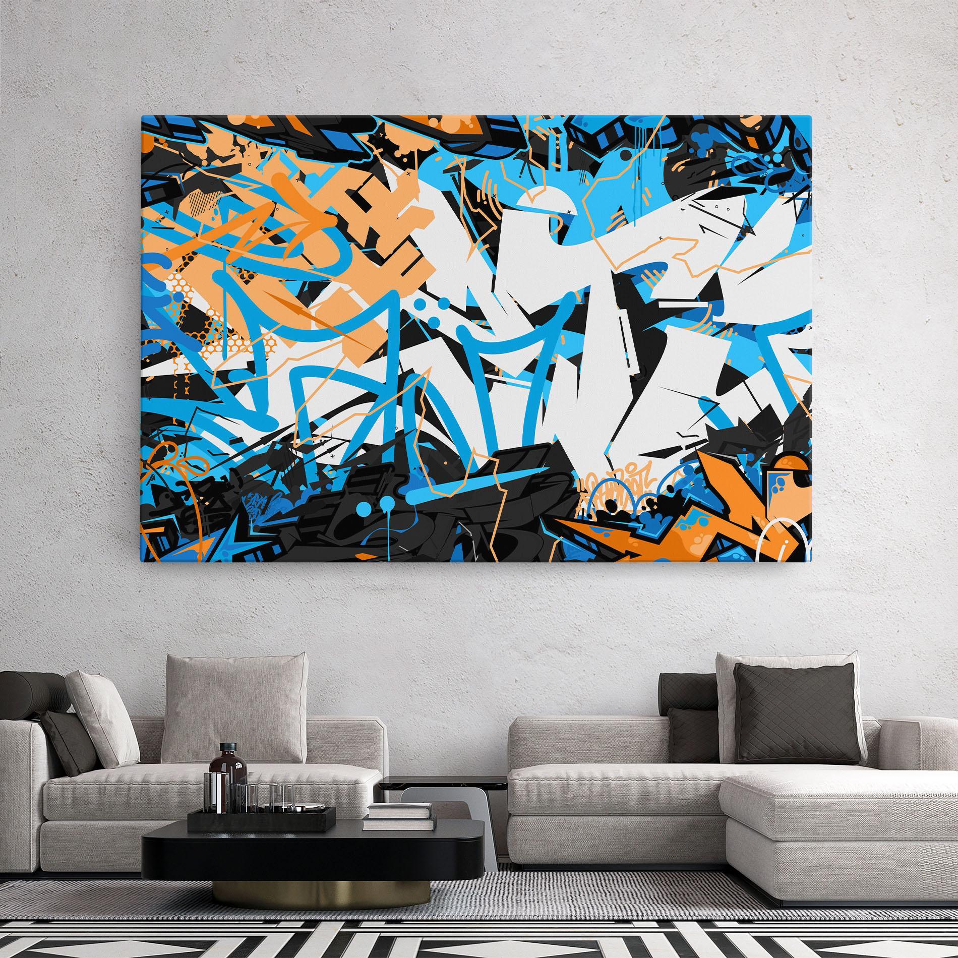 Leinwandbild White Orange Graffiti mockup 2
