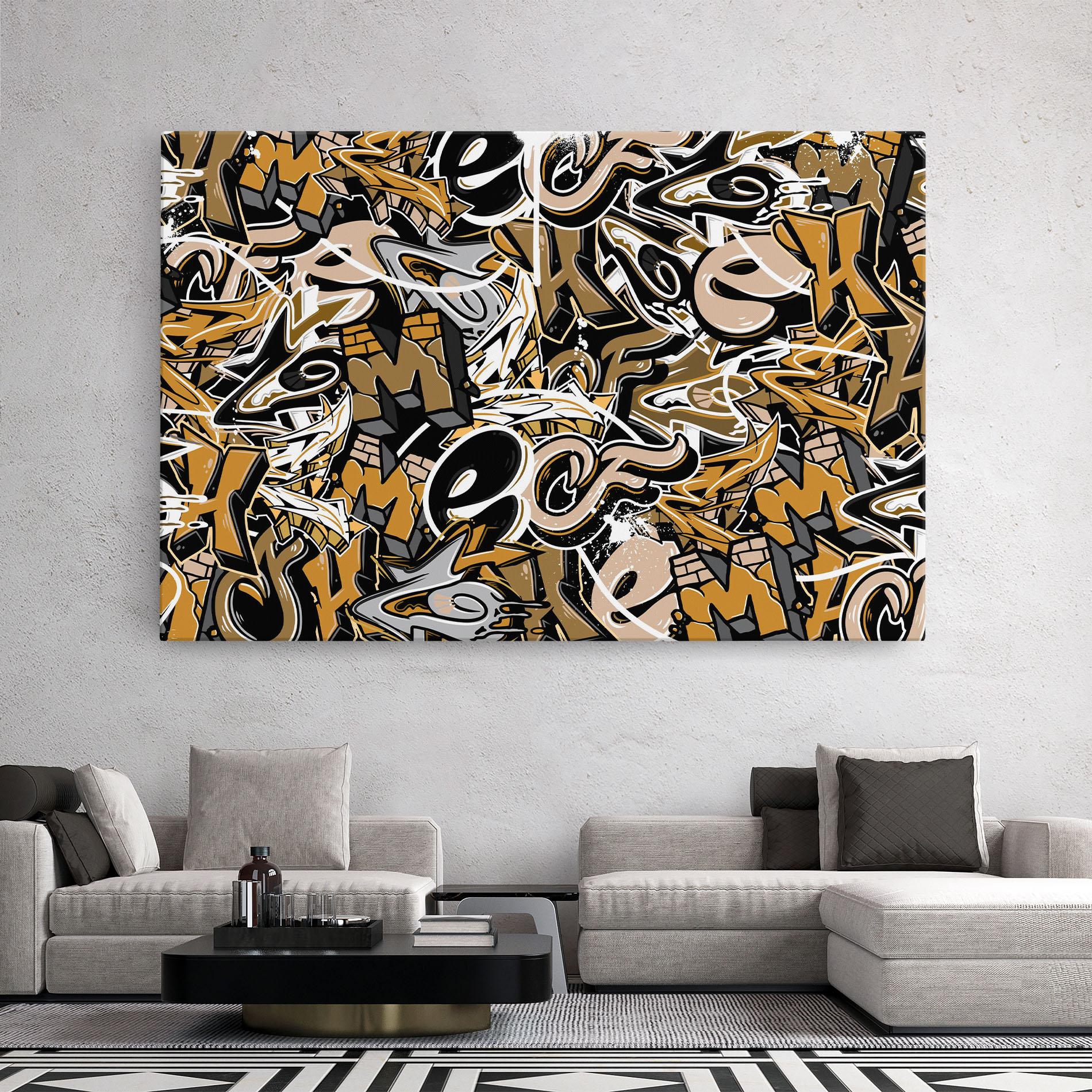 Leinwandbild Yellow White Graffiti mockup 2