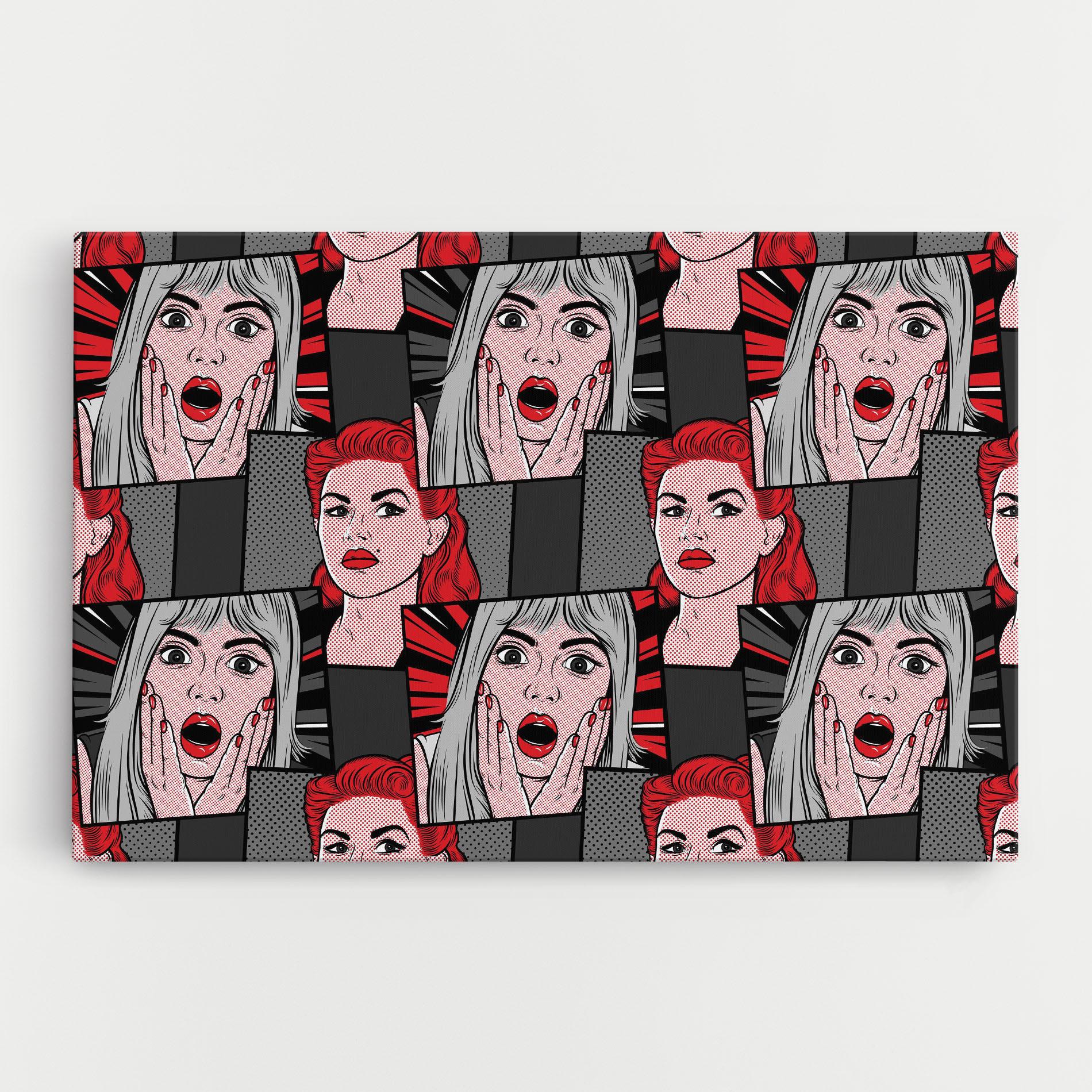 Leinwandbild Grey Red Pop Art mockup 0