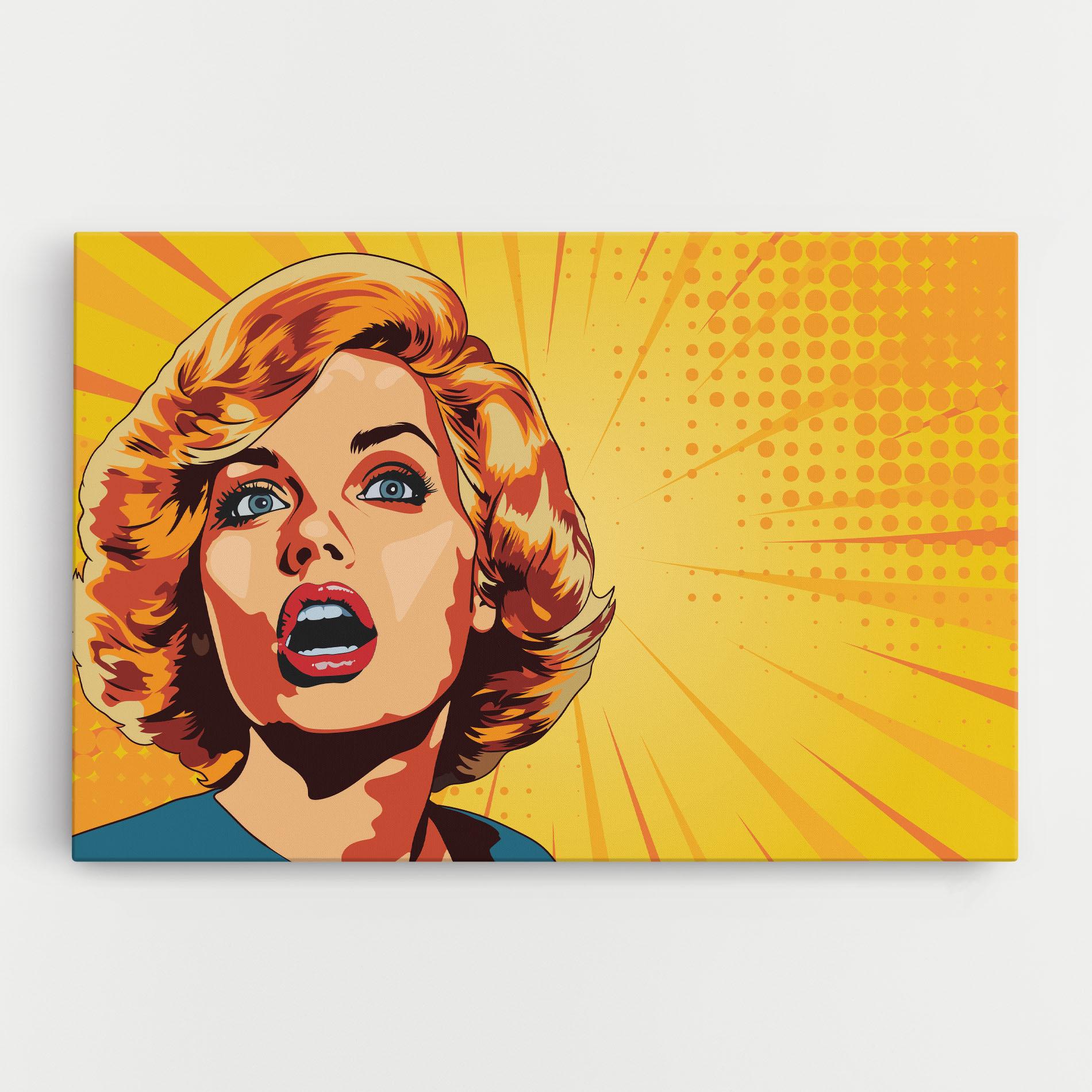 Leinwandbild Surprised Blonde Lady mockup 0
