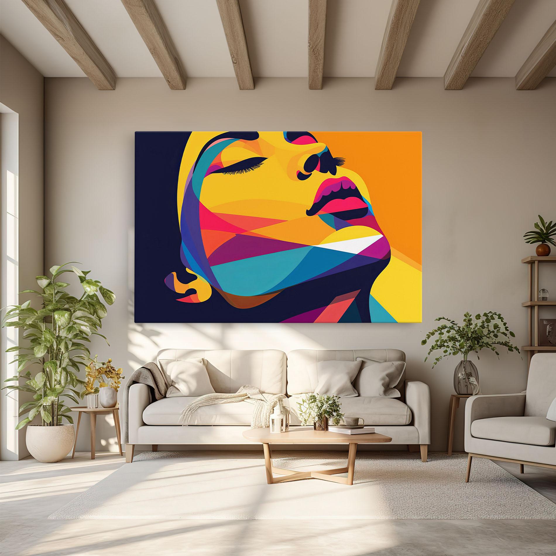 Leinwandbild Yellow Pop Face mockup 6