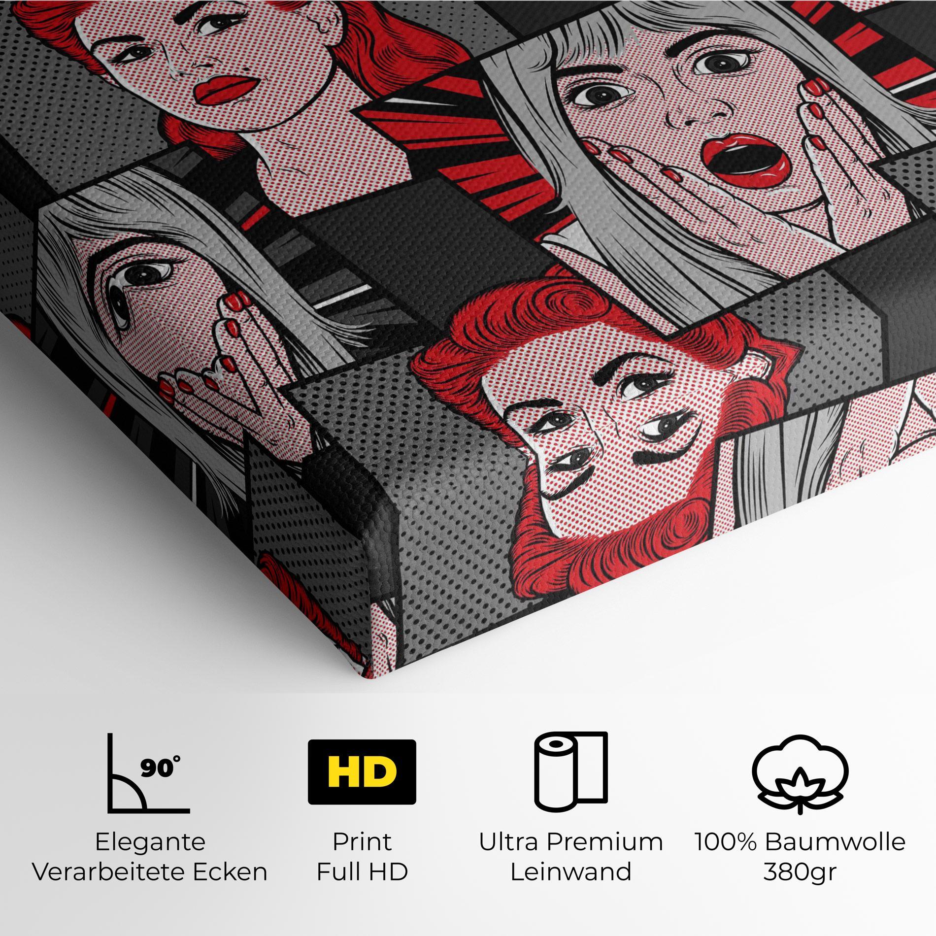 Leinwandbild Grey Red Pop Art mockup 4