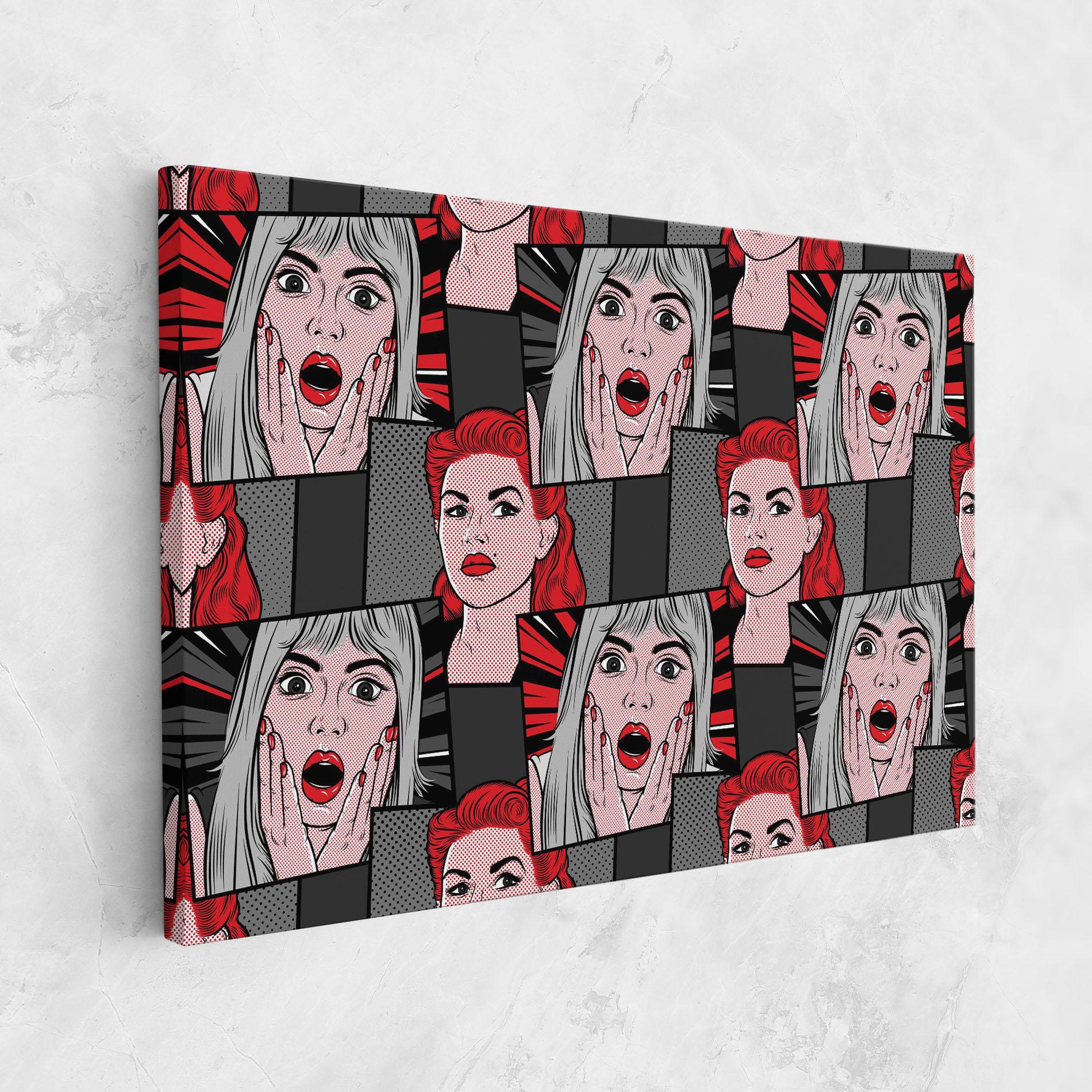 Leinwandbild Grey Red Pop Art mockup 1