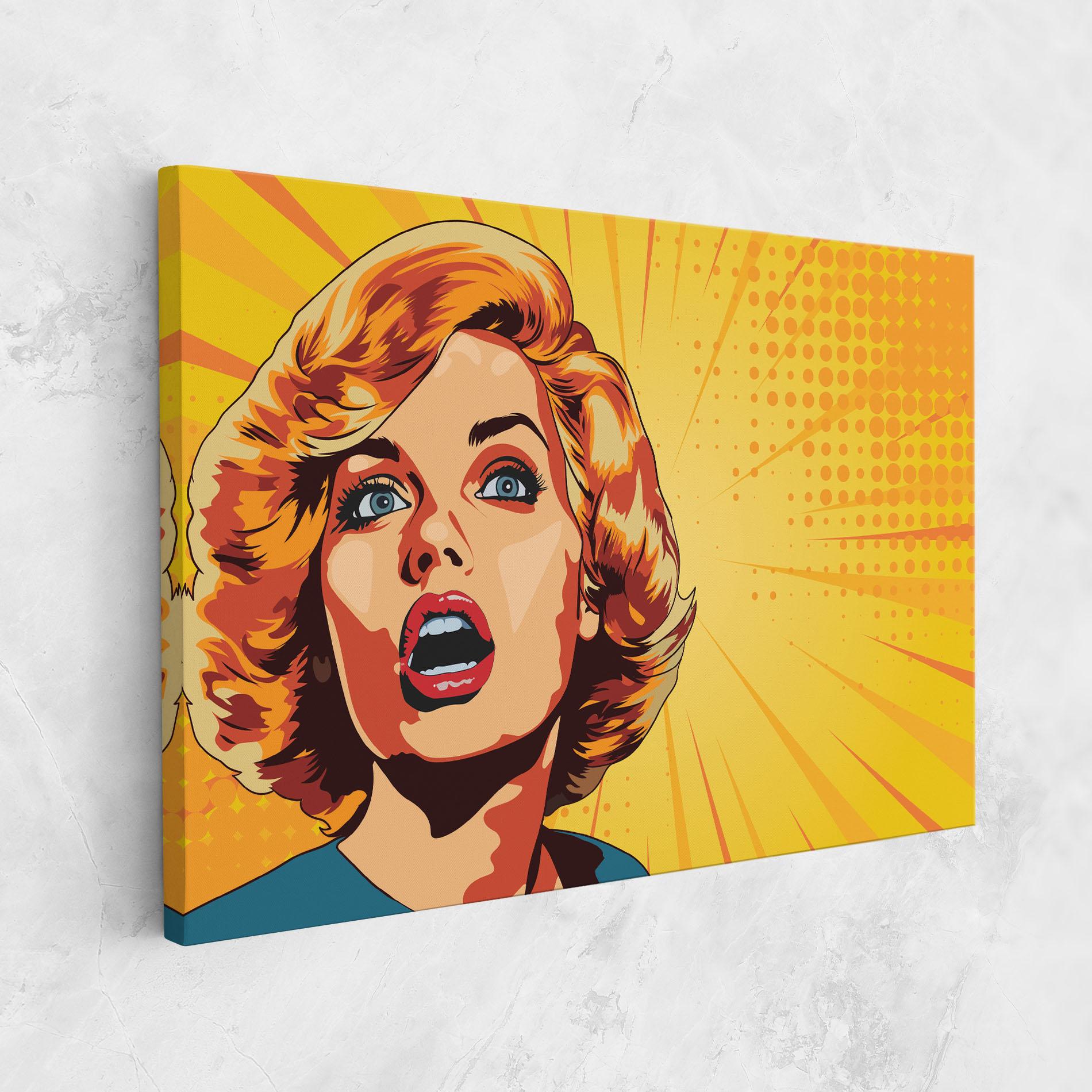Leinwandbild Surprised Blonde Lady mockup 1