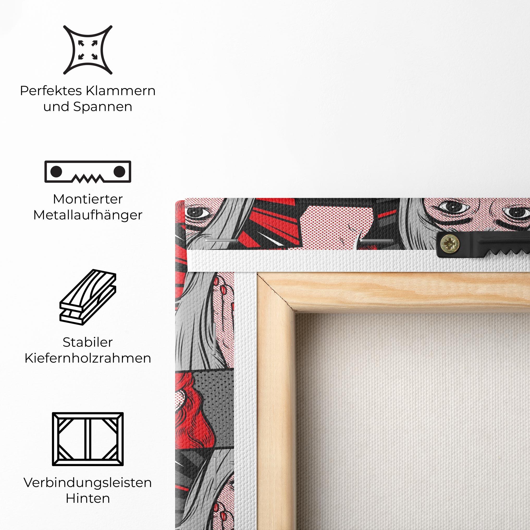 Leinwandbild Grey Red Pop Art mockup 5