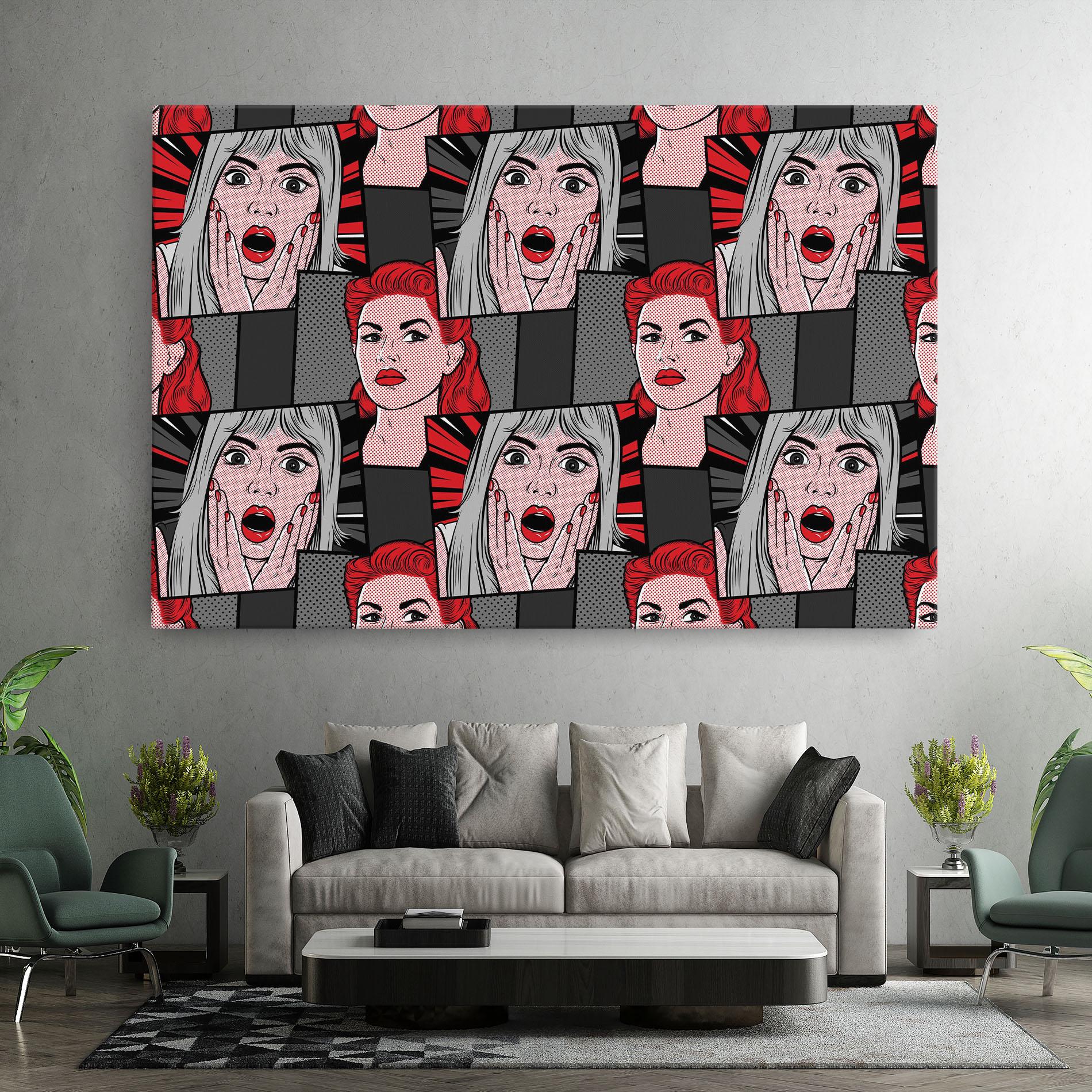 Leinwandbild Grey Red Pop Art mockup 7
