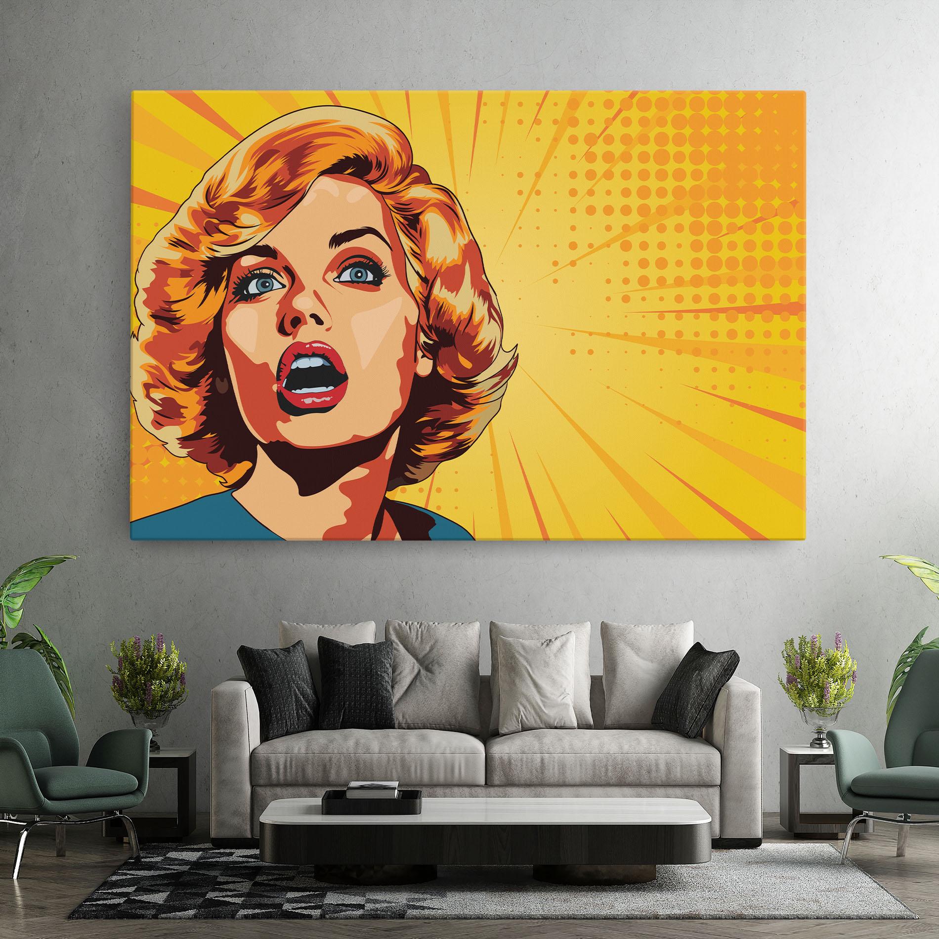 Leinwandbild Surprised Blonde Lady mockup 7
