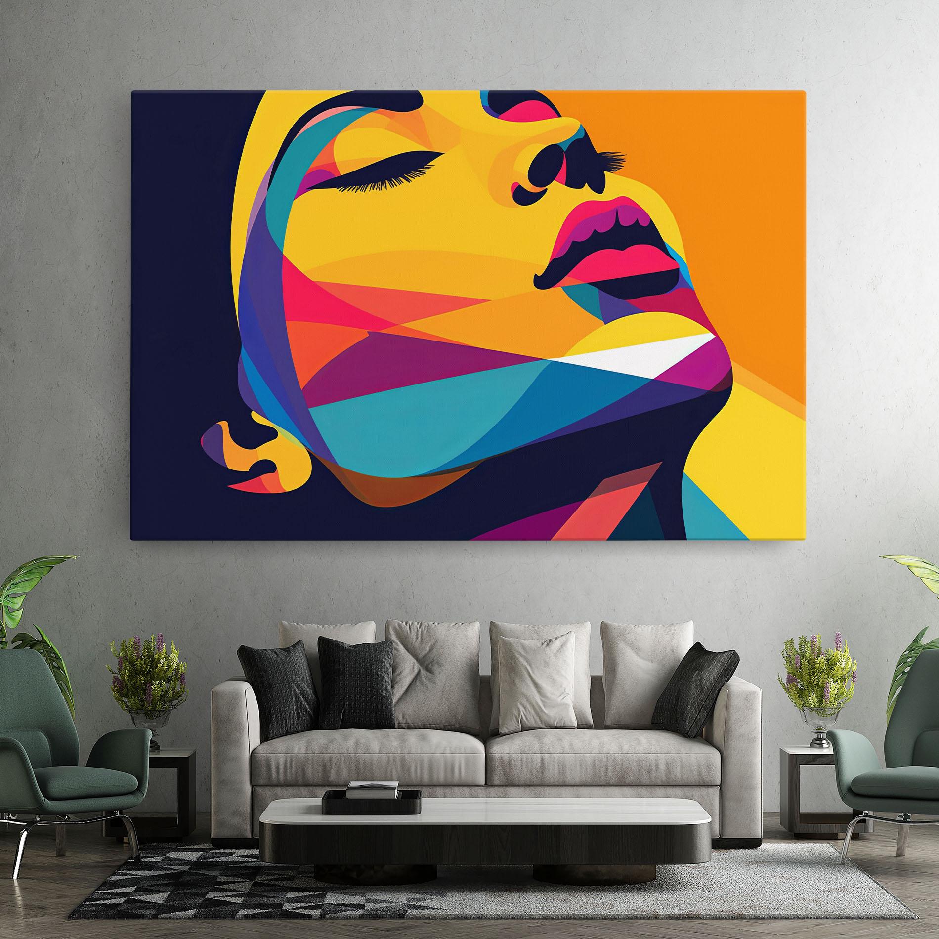 Leinwandbild Yellow Pop Face mockup 7