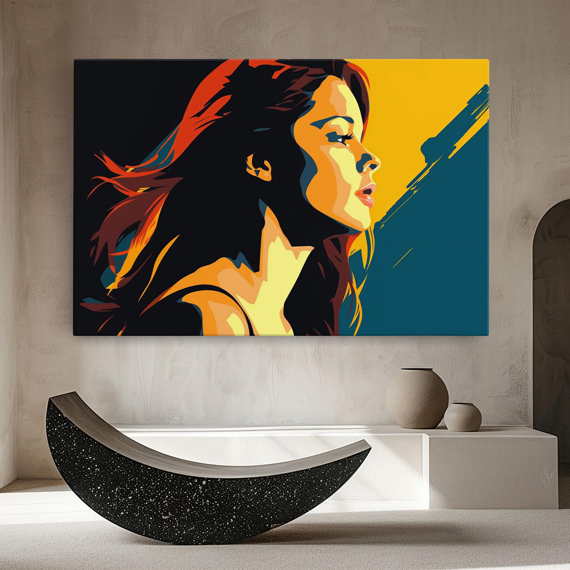 Leinwandbild Blue Yellow Pop Art mockup 8