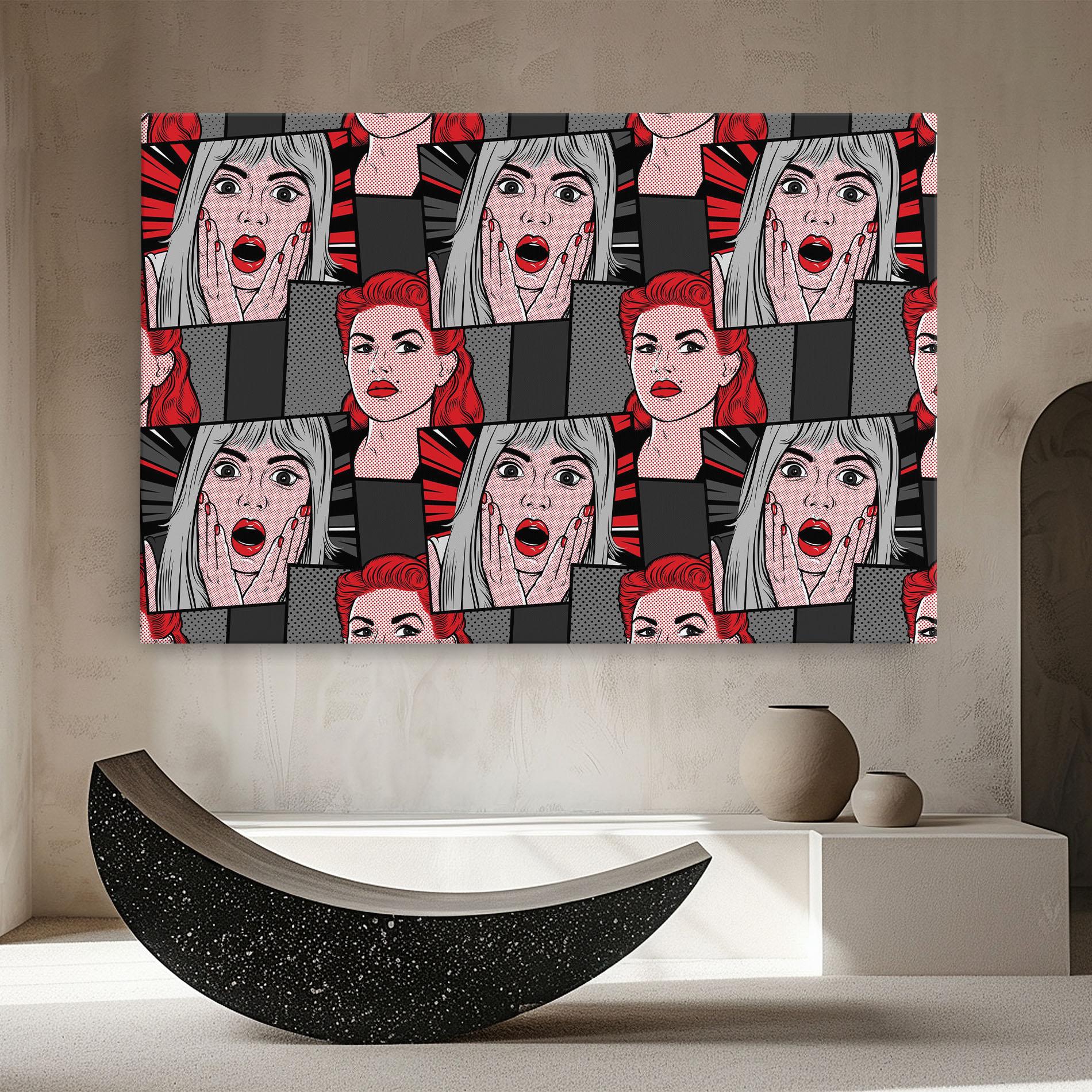 Leinwandbild Grey Red Pop Art mockup 8