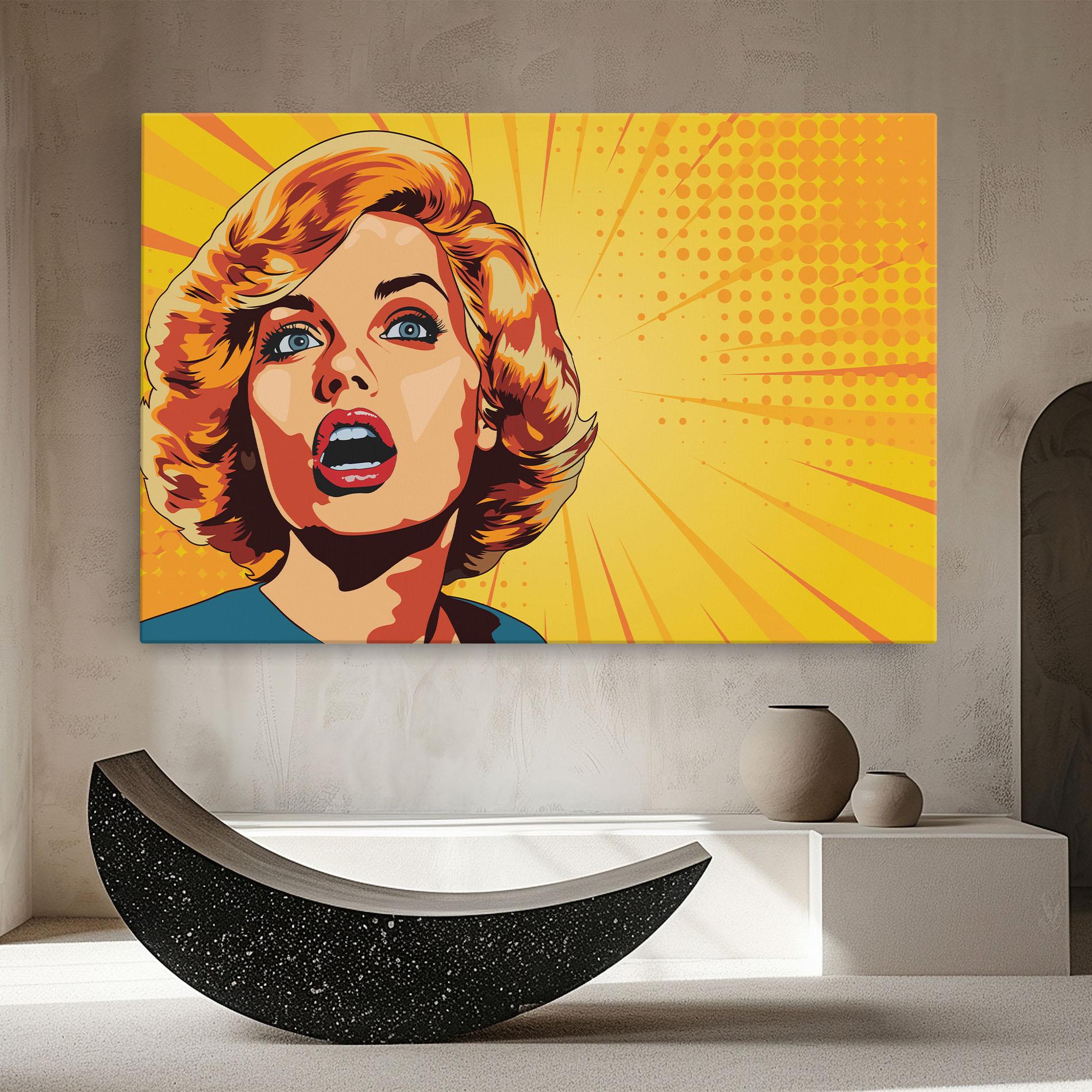 Leinwandbild Surprised Blonde Lady mockup 8