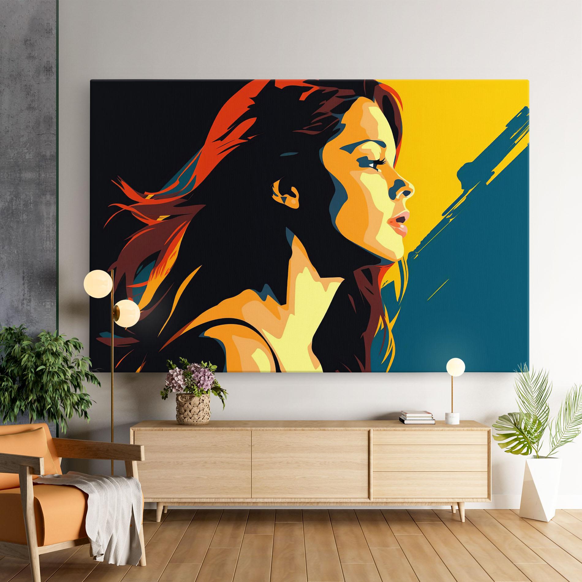 Leinwandbild Blue Yellow Pop Art mockup 9
