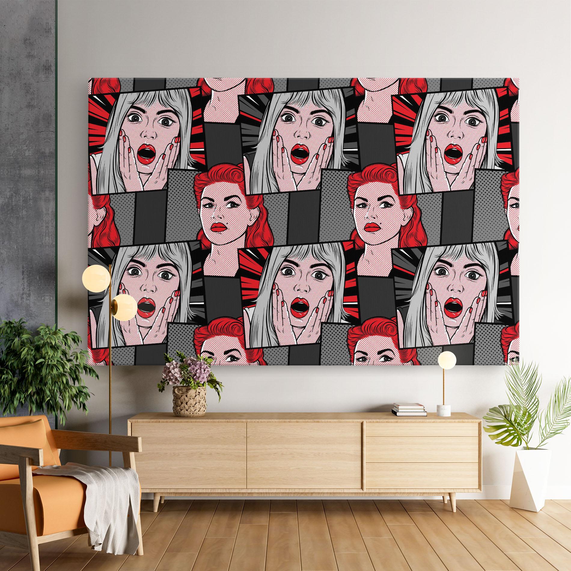 Leinwandbild Grey Red Pop Art mockup 9