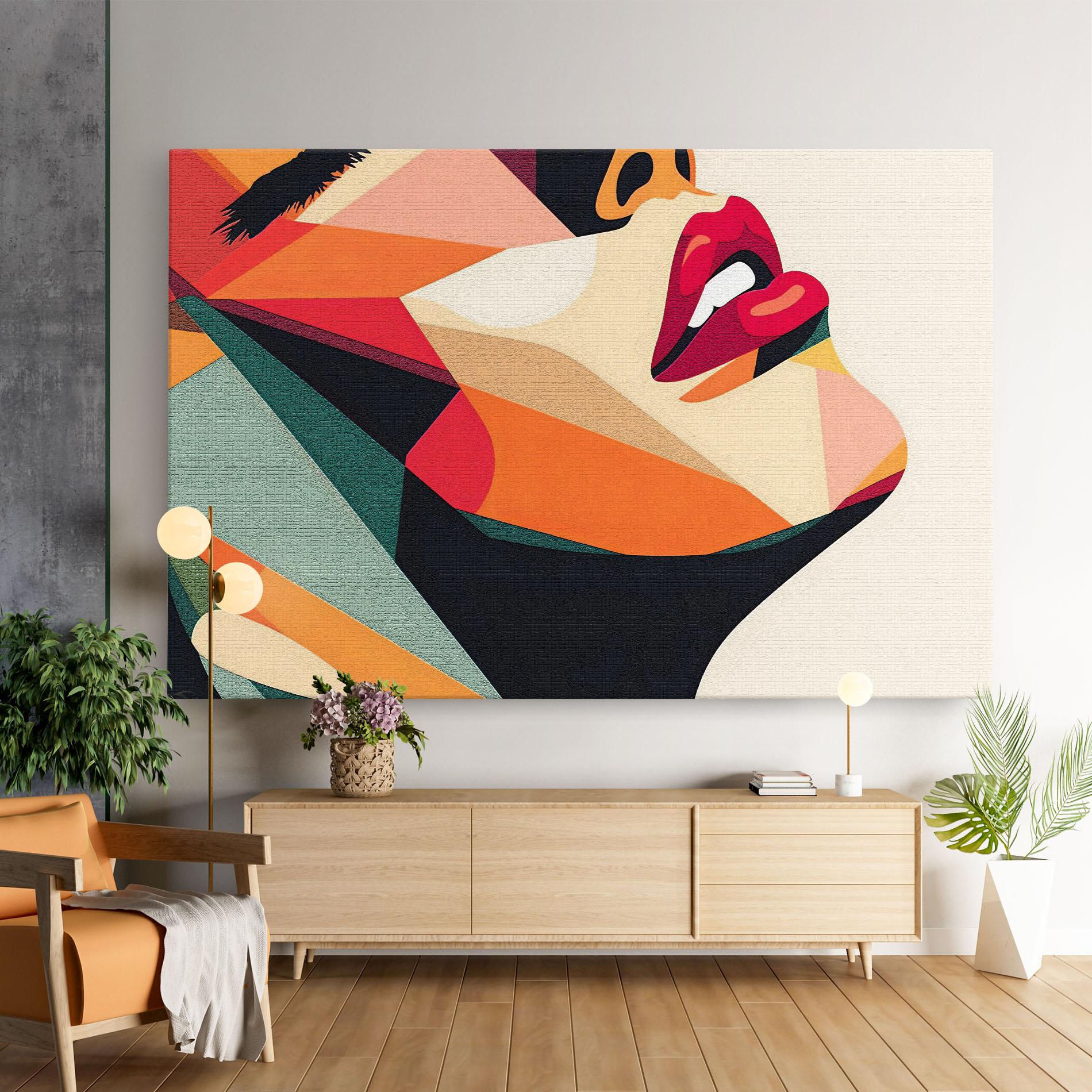 Leinwandbild Pop Art Lips mockup 9