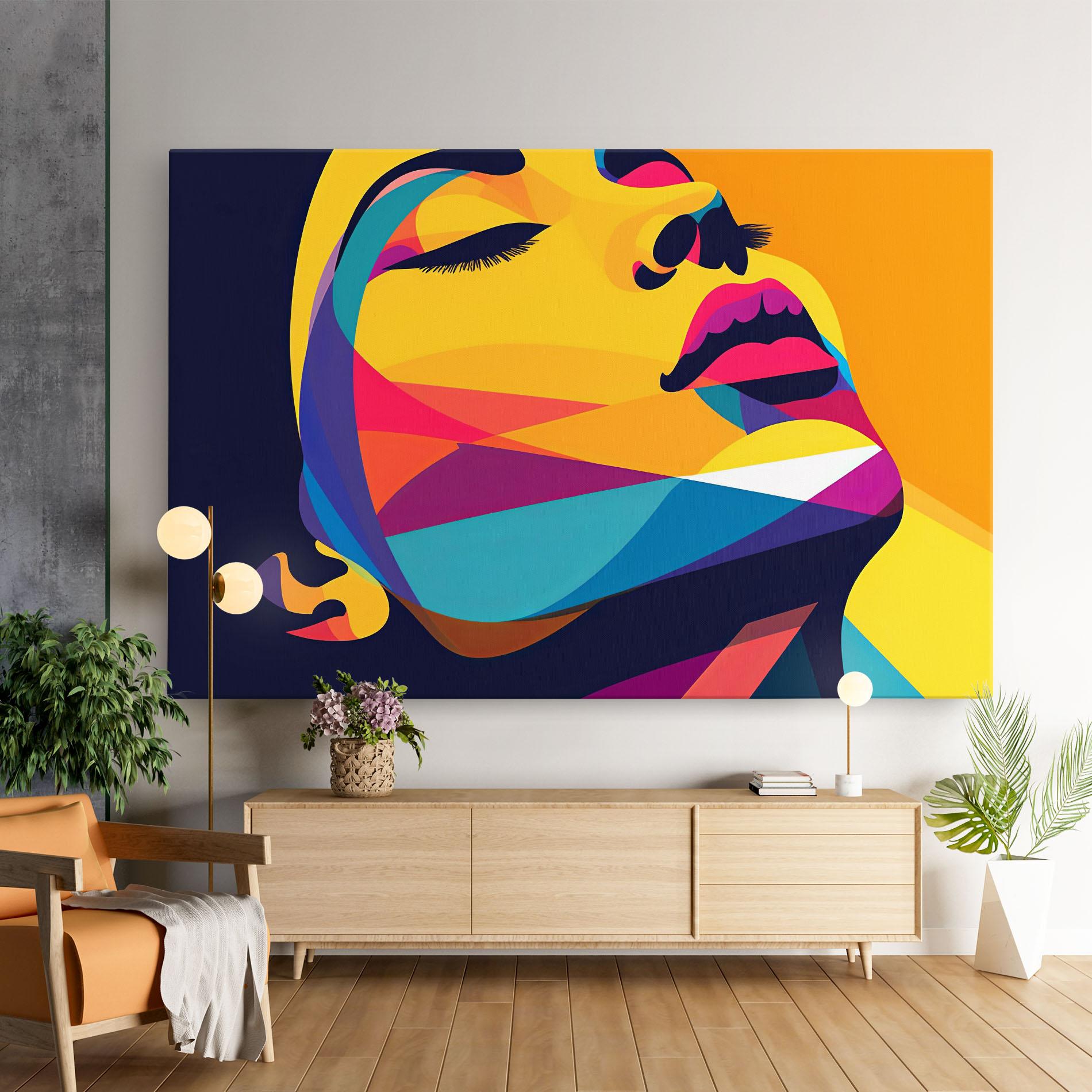 Leinwandbild Yellow Pop Face mockup 9