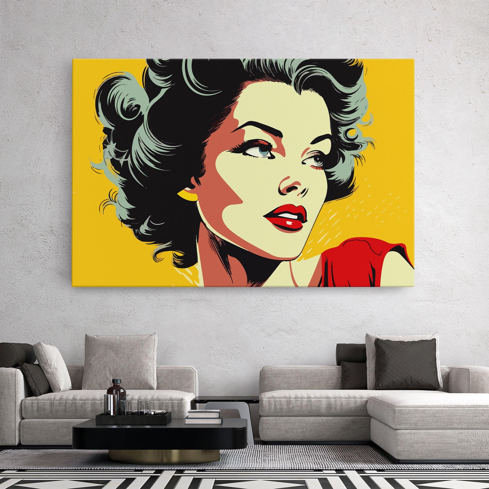 Leinwandbild Pop Art Pretty Lady mockup 2