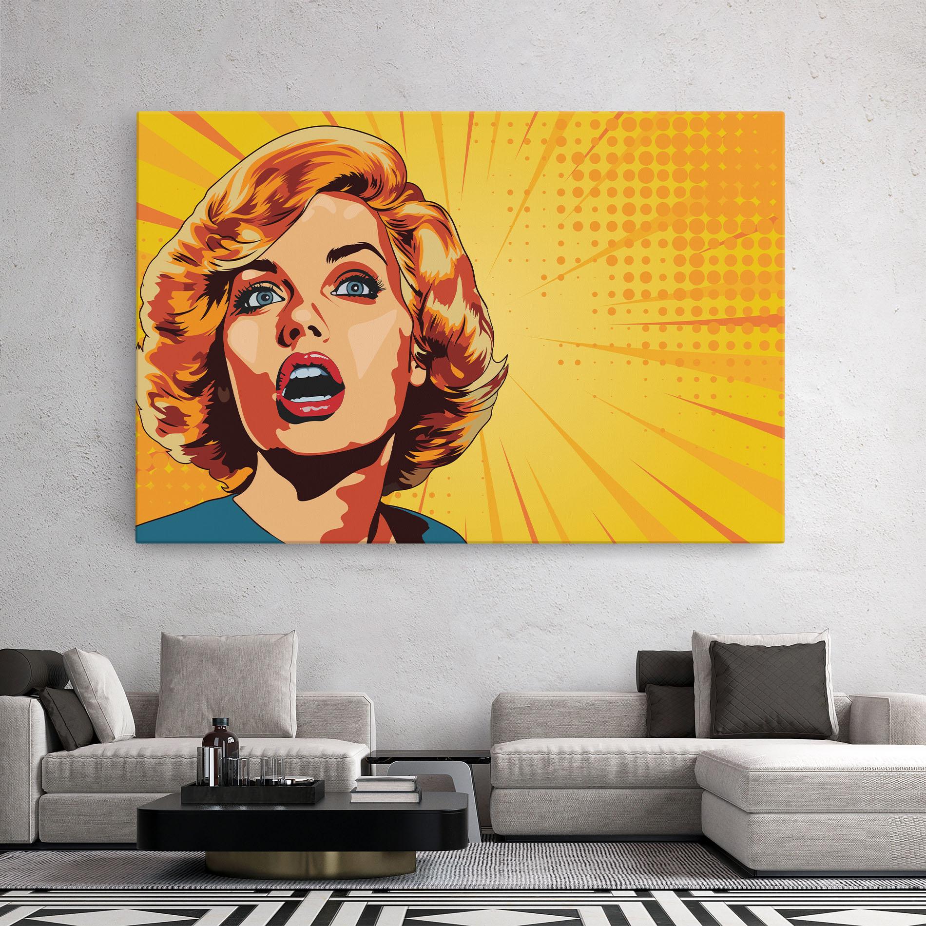 Leinwandbild Surprised Blonde Lady mockup 2