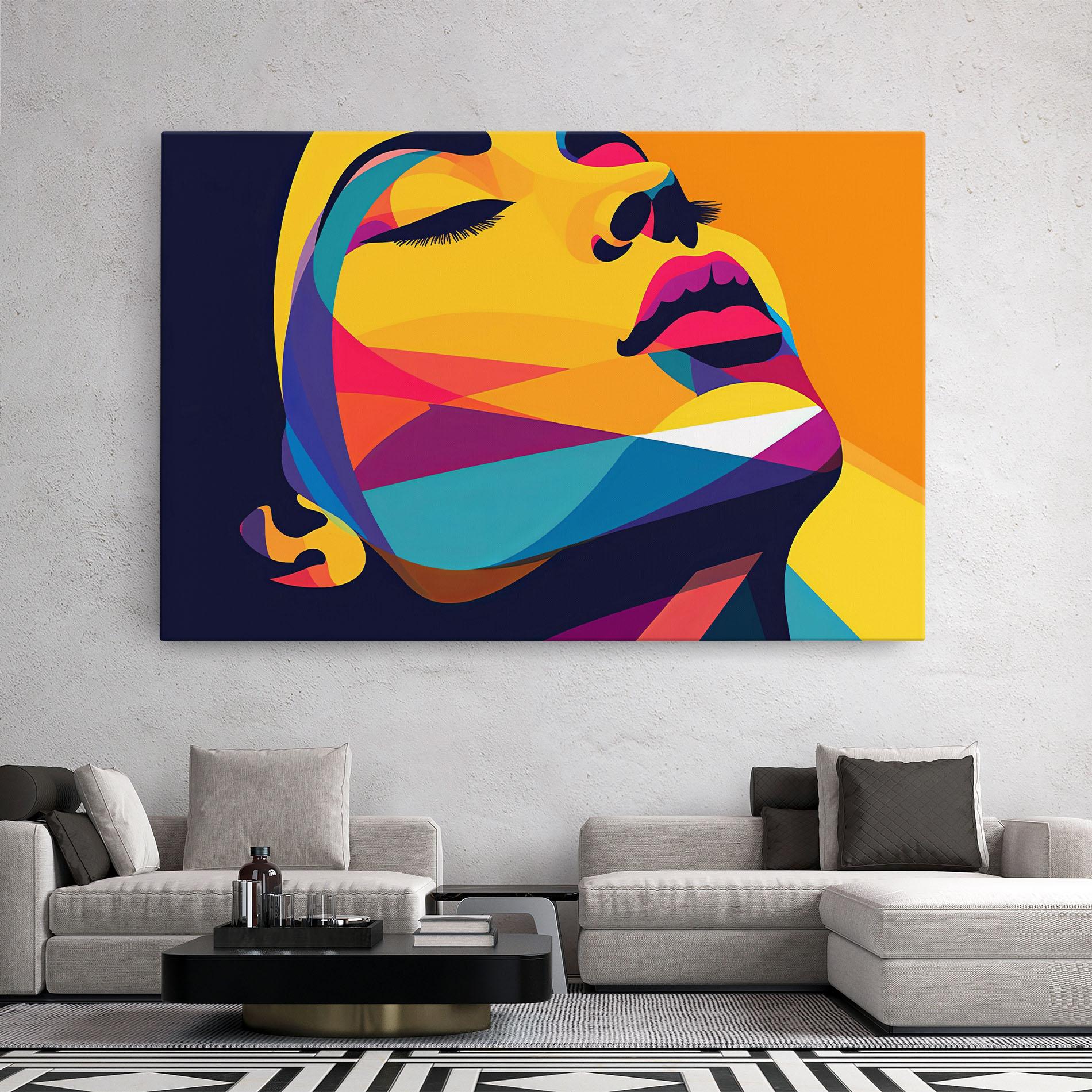 Leinwandbild Yellow Pop Face mockup 2