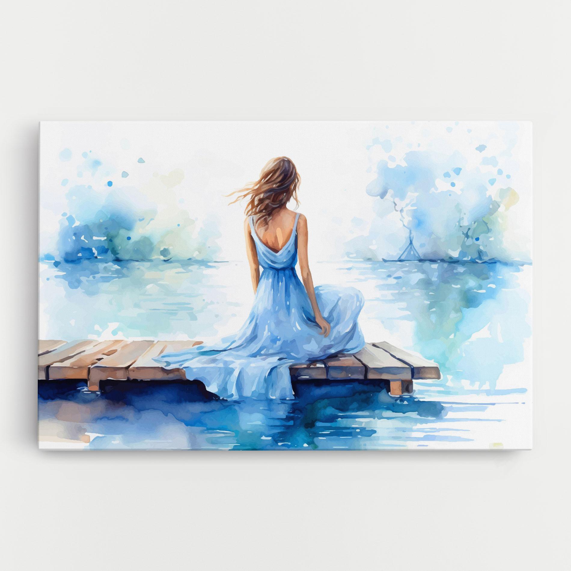 Leinwandbild Lake Blue Woman mockup 0