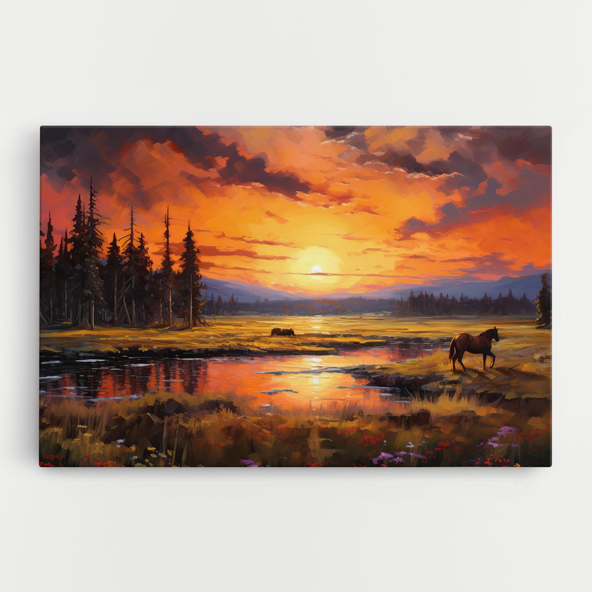 Leinwandbild Wild Horses Painting mockup 0