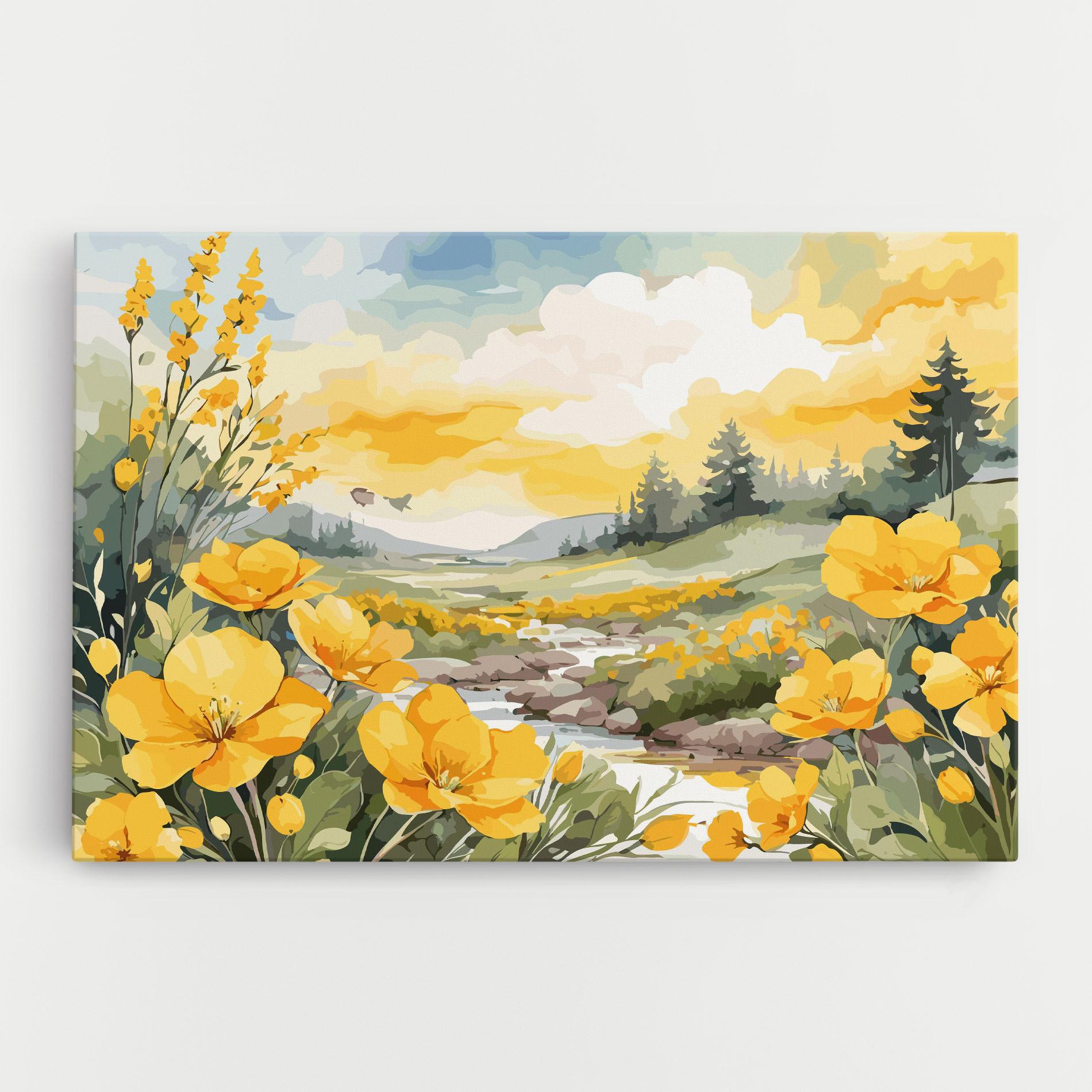 Leinwandbild Yellow View Flower mockup 0