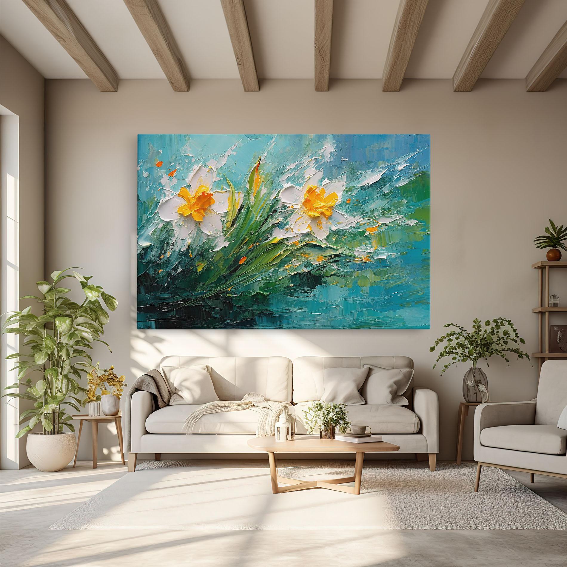 Leinwandbild Abstract Flower Painting mockup 6