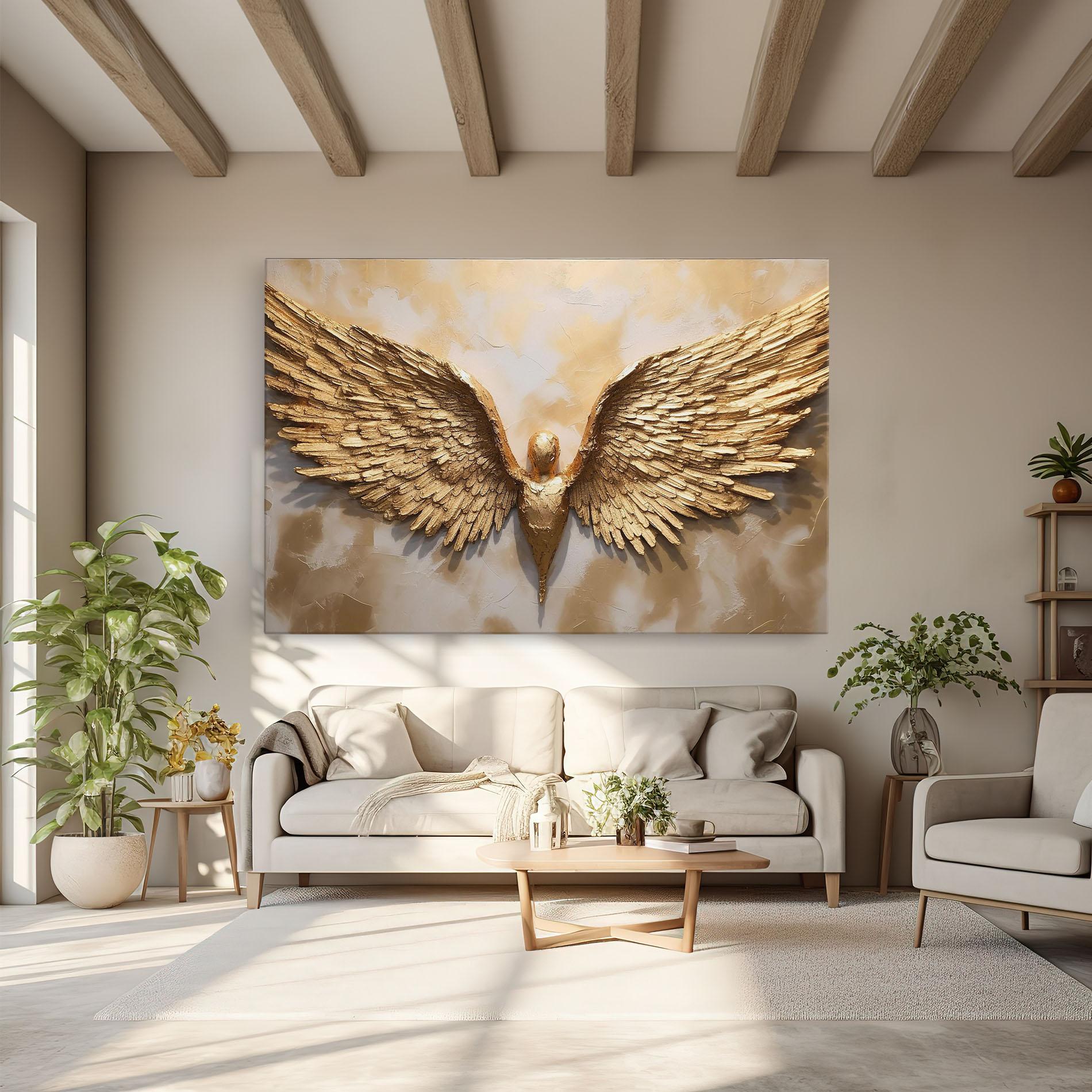Leinwandbild Beautiful Gold Wings mockup 6