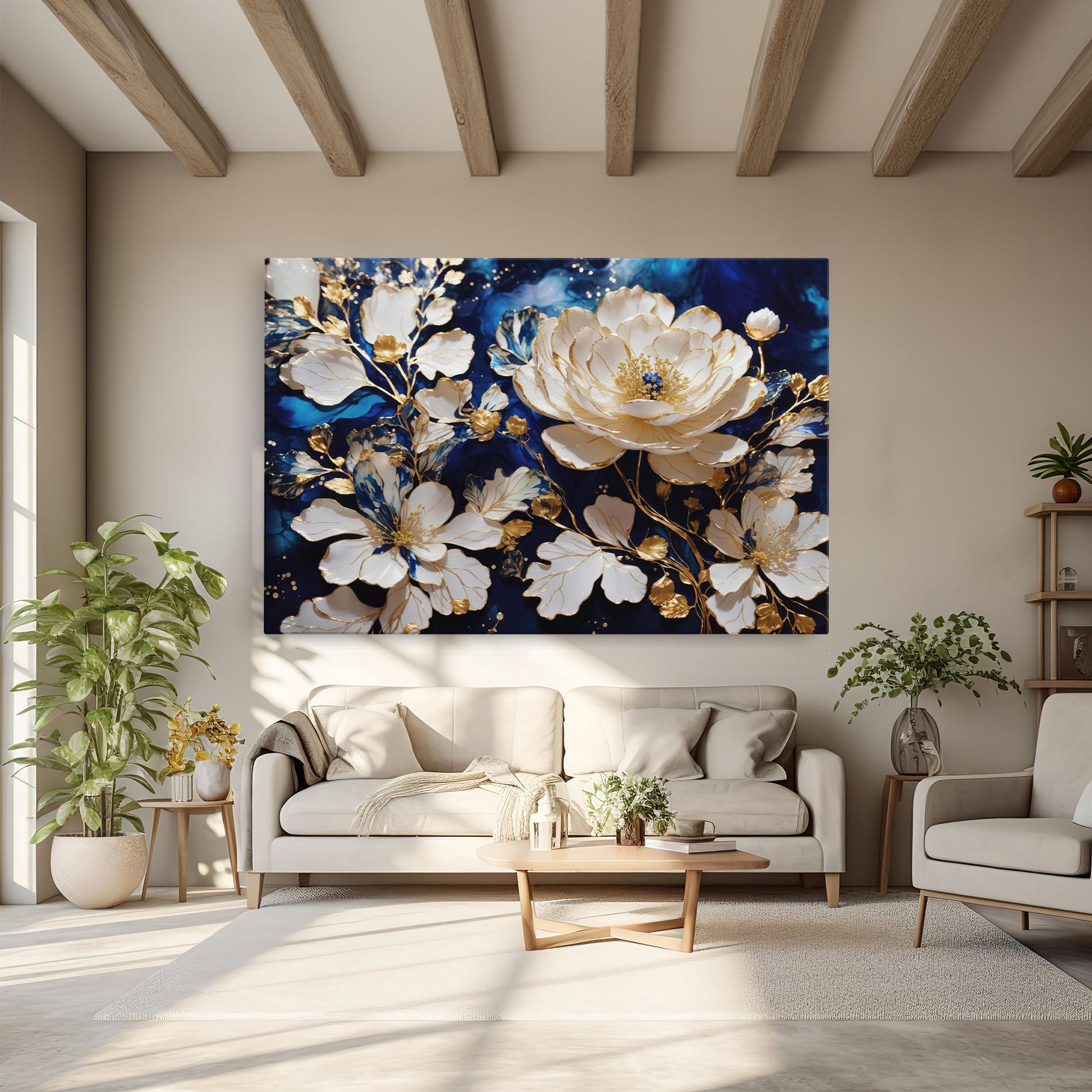 Leinwandbild Beautiful Golden White Rose mockup 6