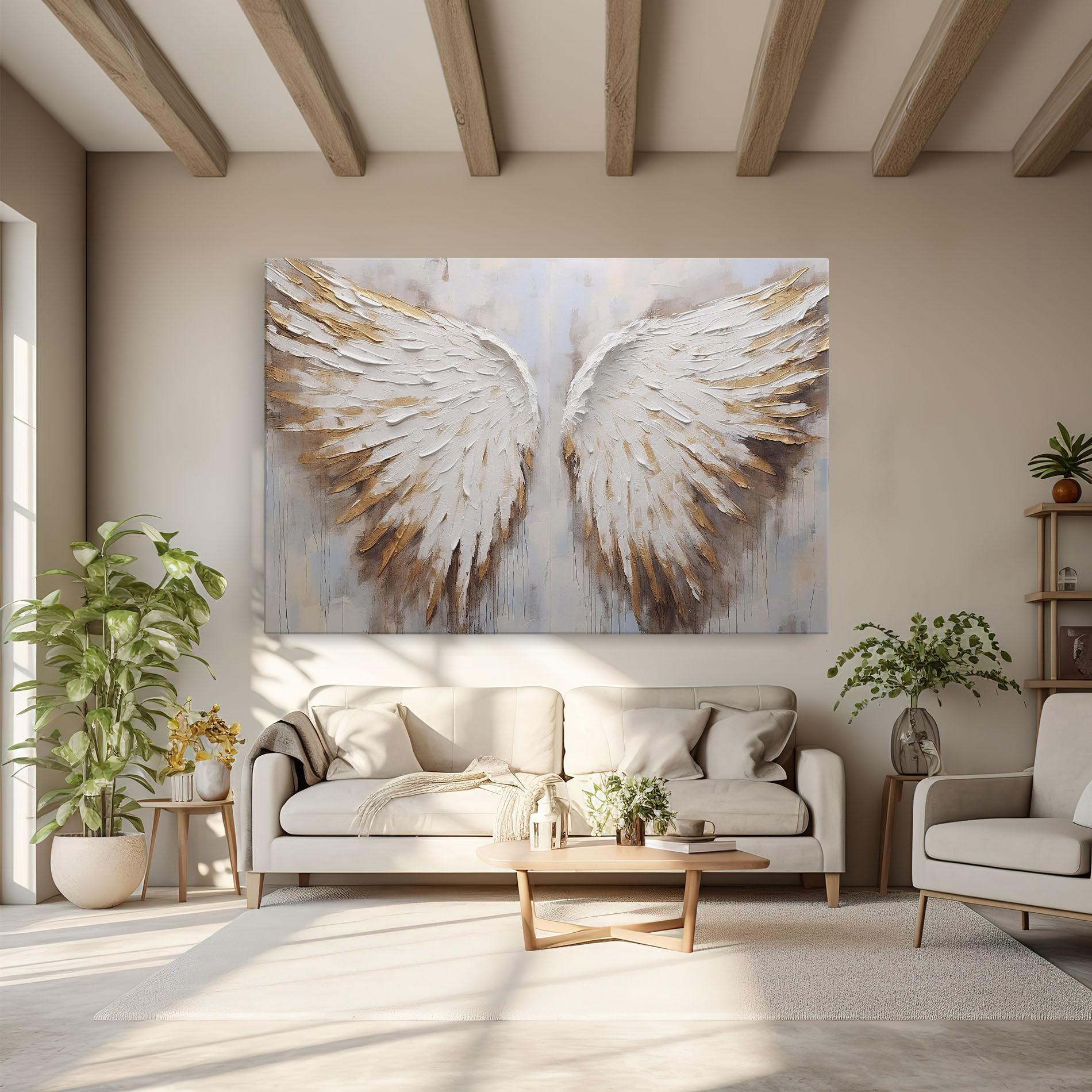 Leinwandbild White Angel Wings mockup 6