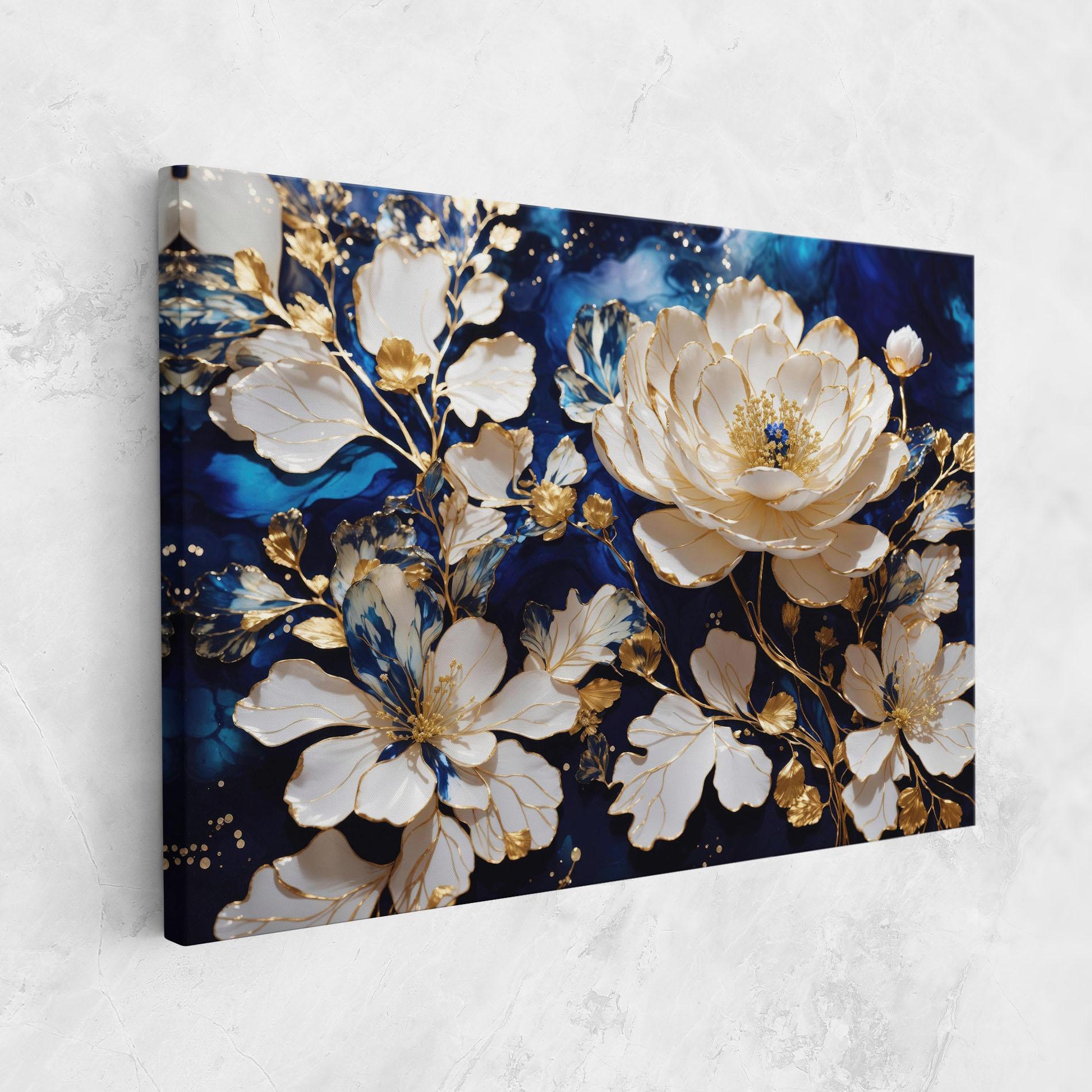 Leinwandbild Beautiful Golden White Rose mockup 1