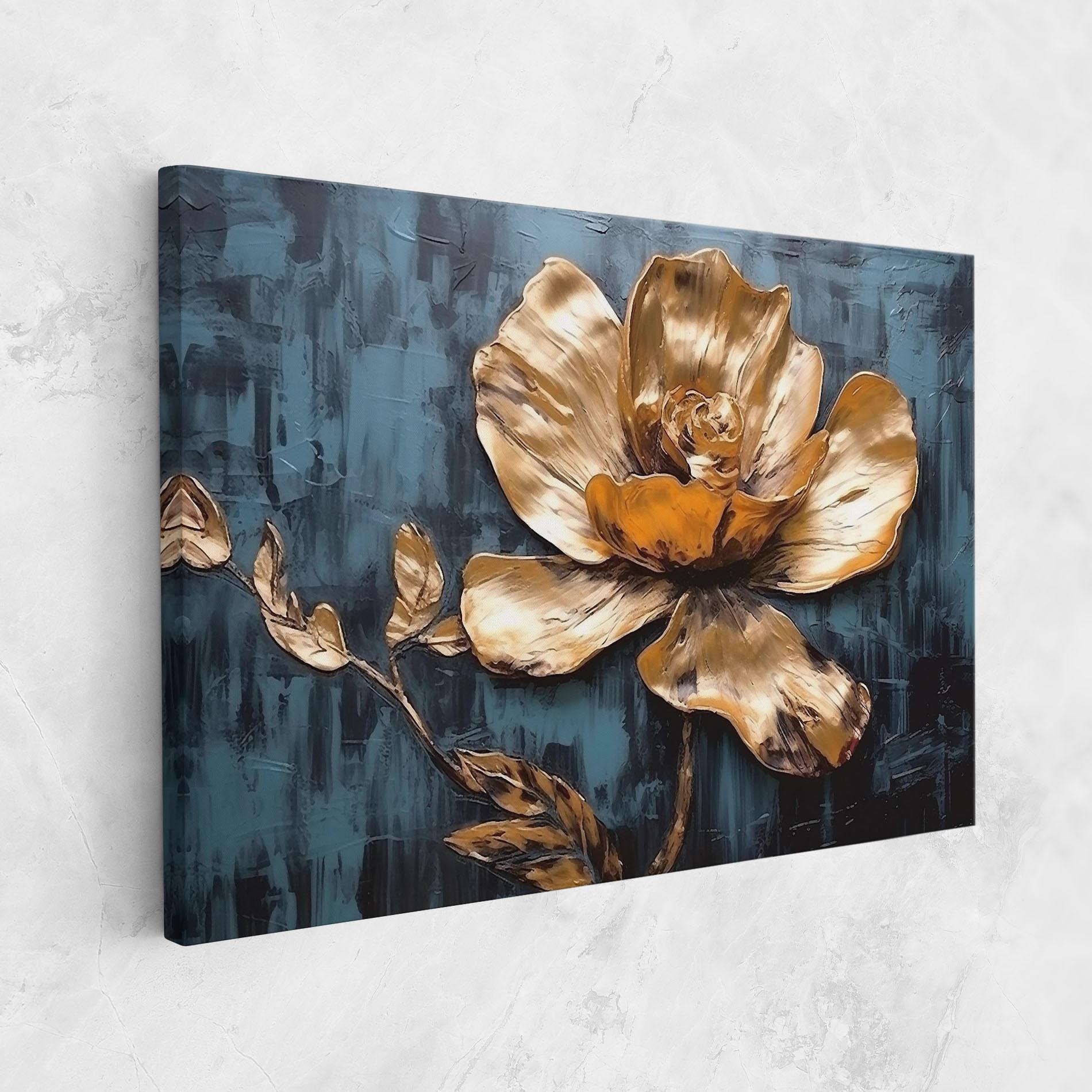 Leinwandbild Golden Rose On Blue mockup 1