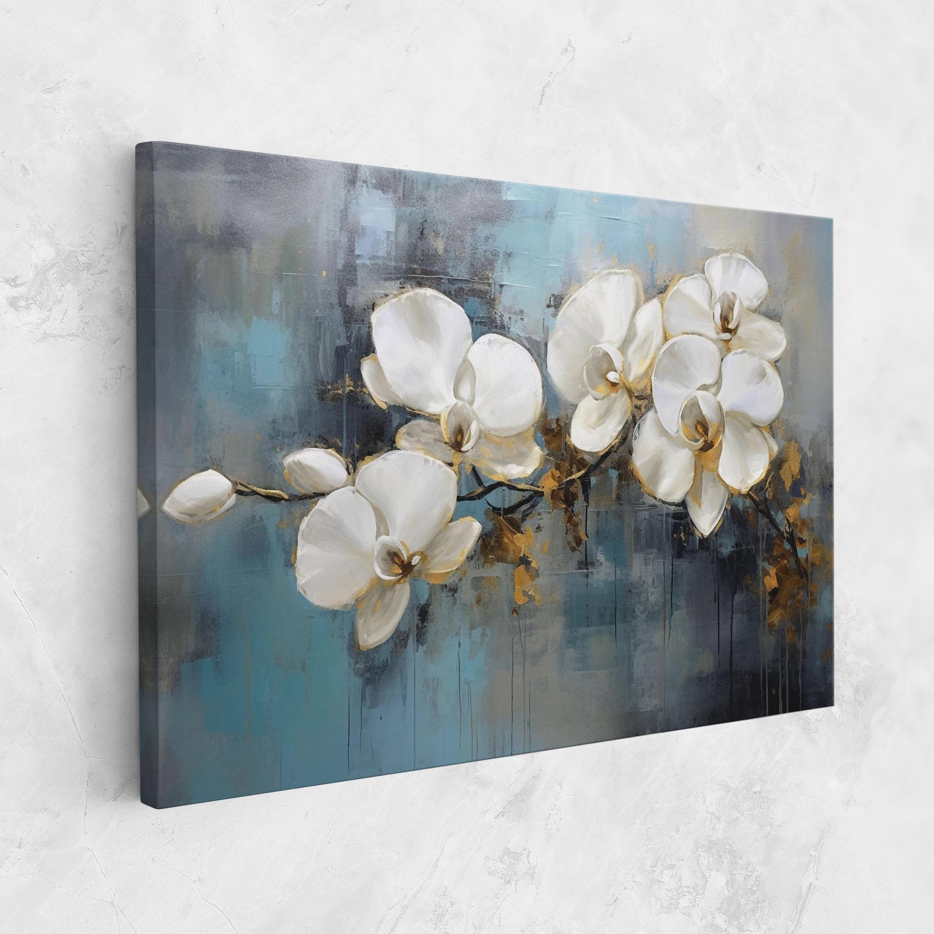 Leinwandbild White Orchids Painting mockup 1