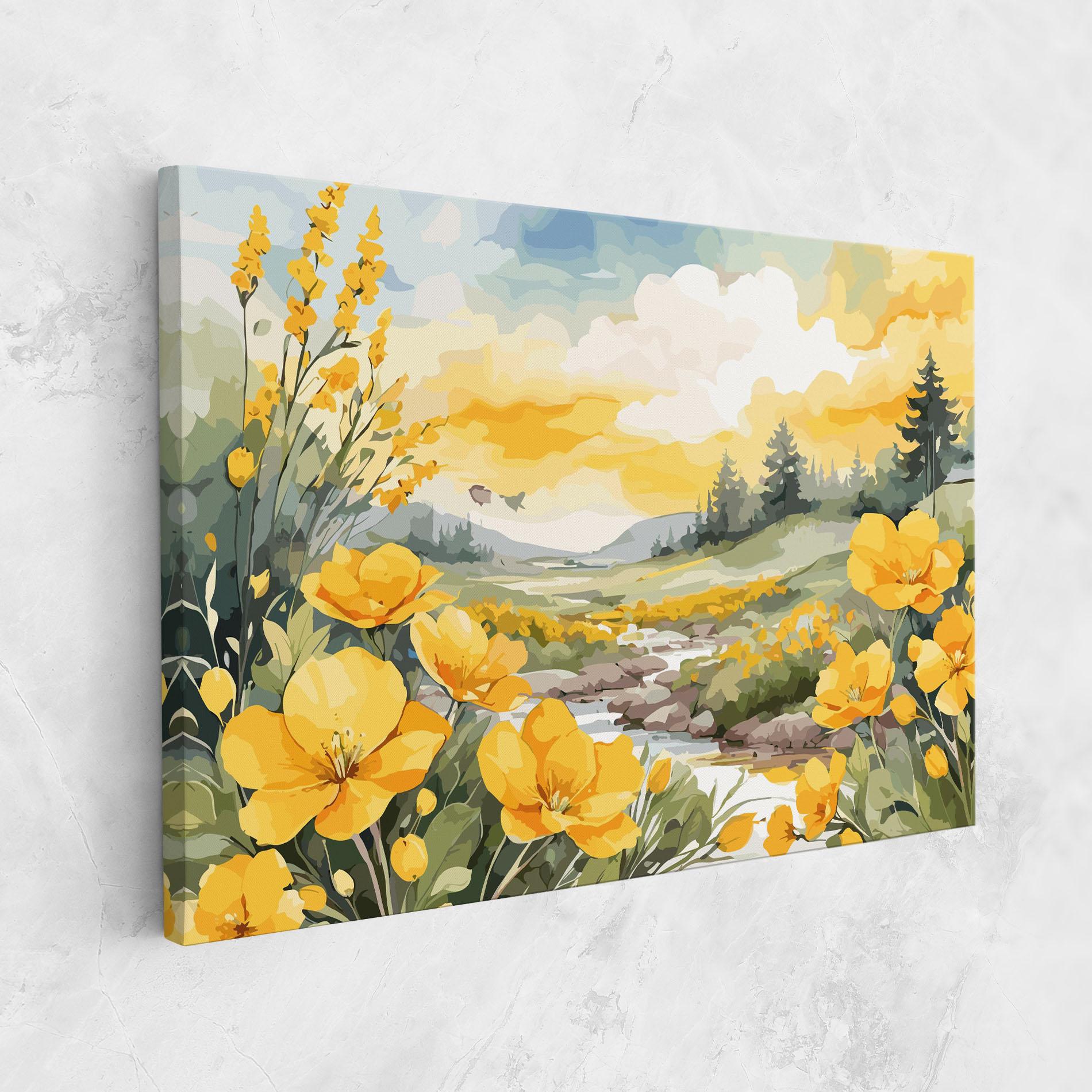 Leinwandbild Yellow View Flower mockup 1