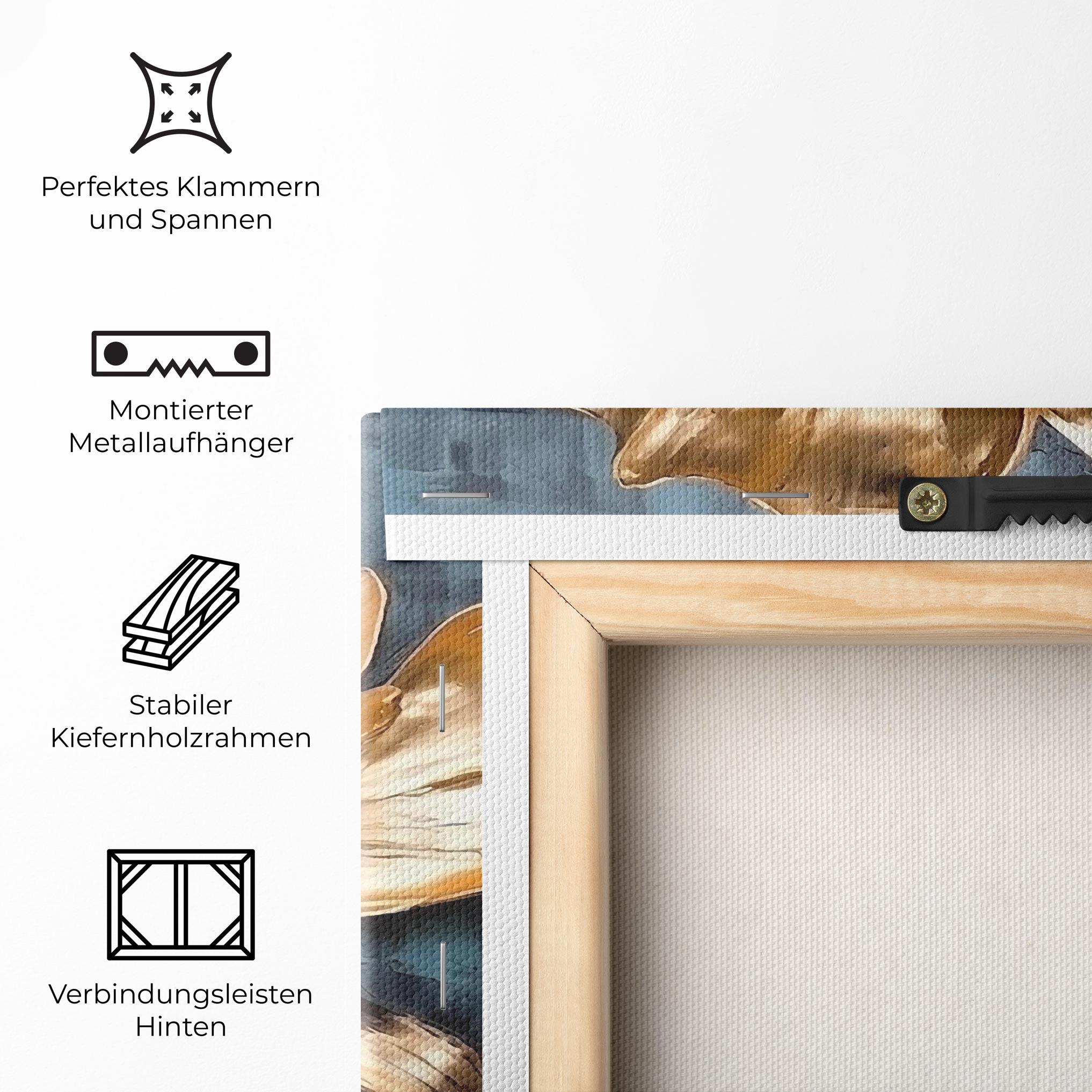 Leinwandbild Golden Rose On Blue mockup 5