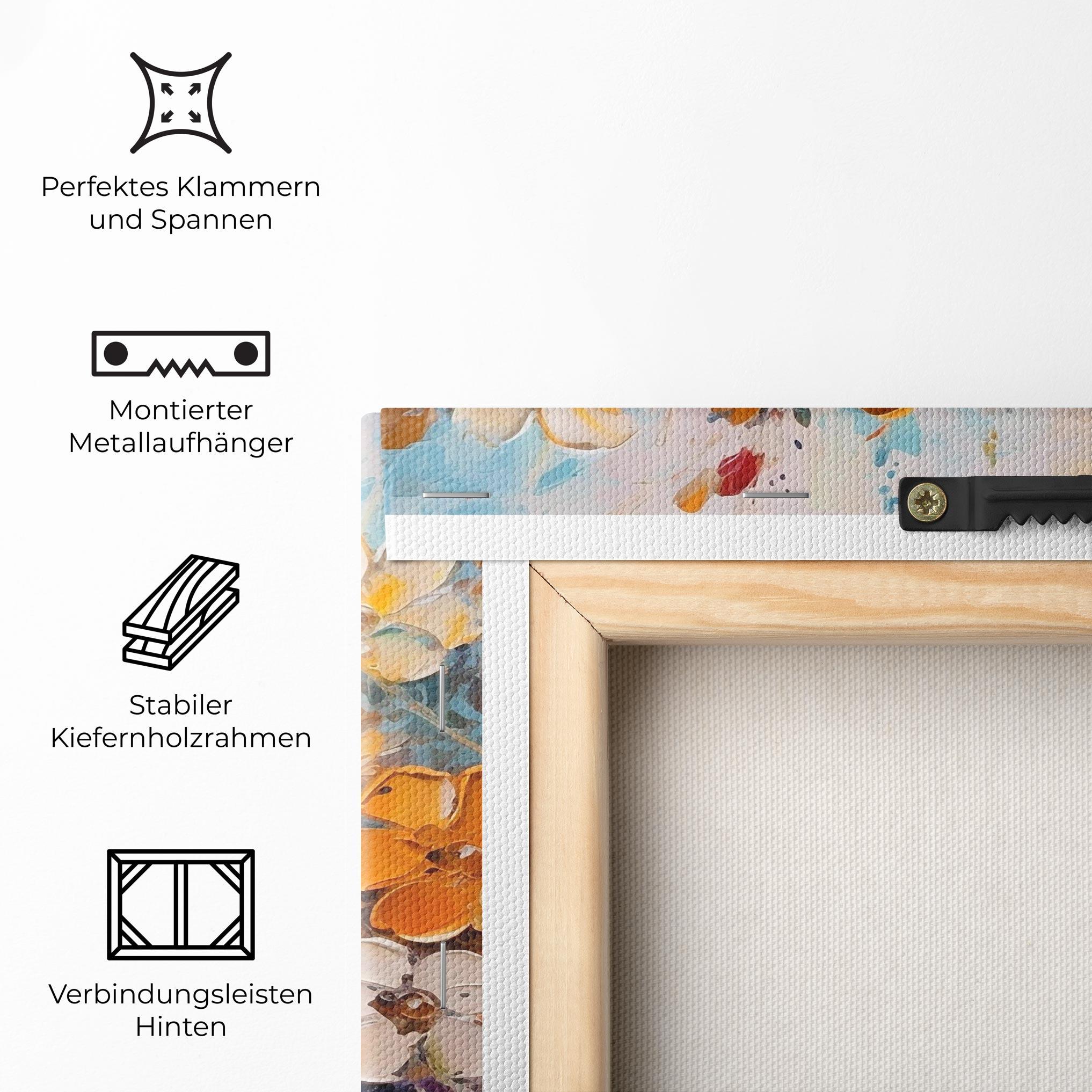 Leinwandbild Pretty Flowers On Blue mockup 5