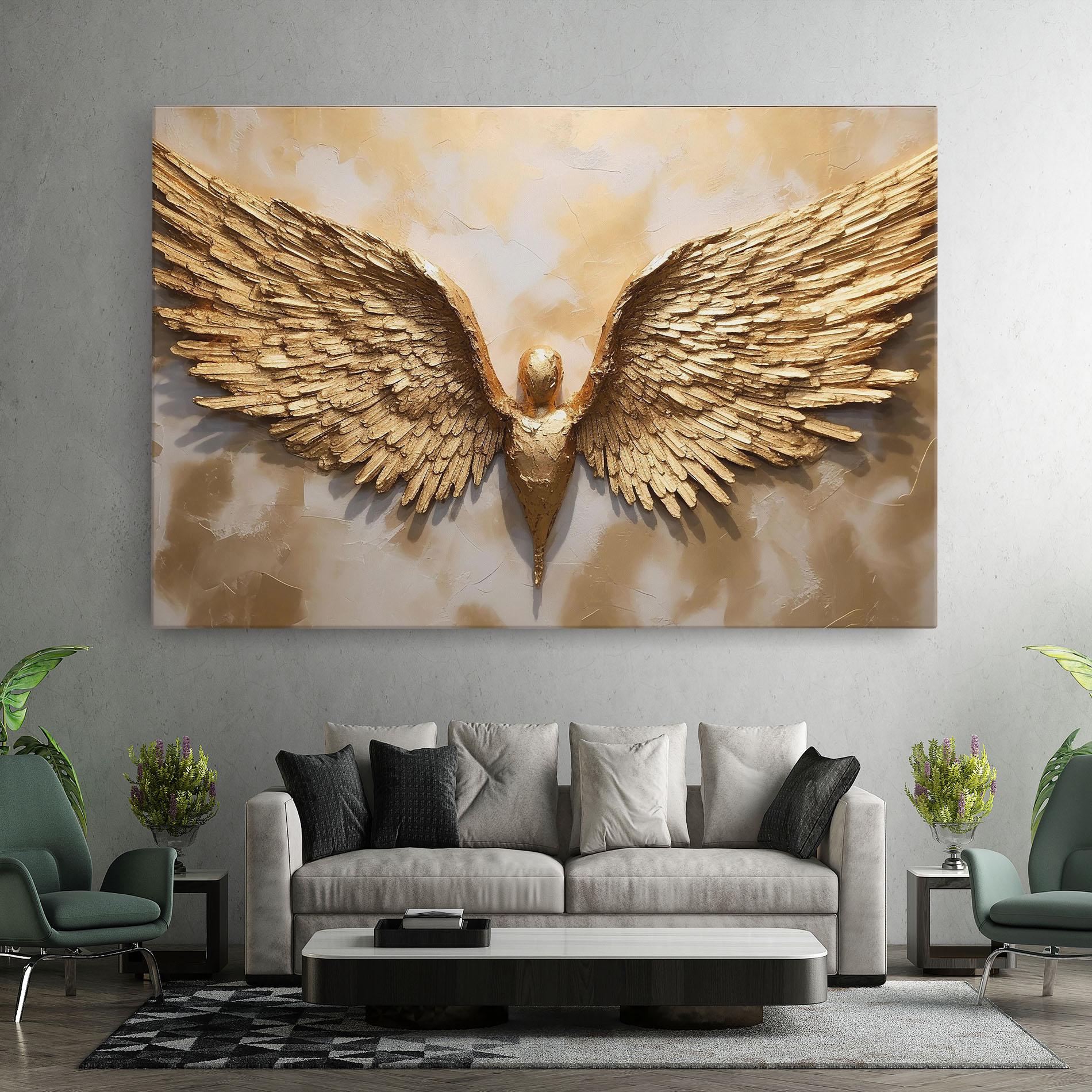 Leinwandbild Beautiful Gold Wings mockup 7