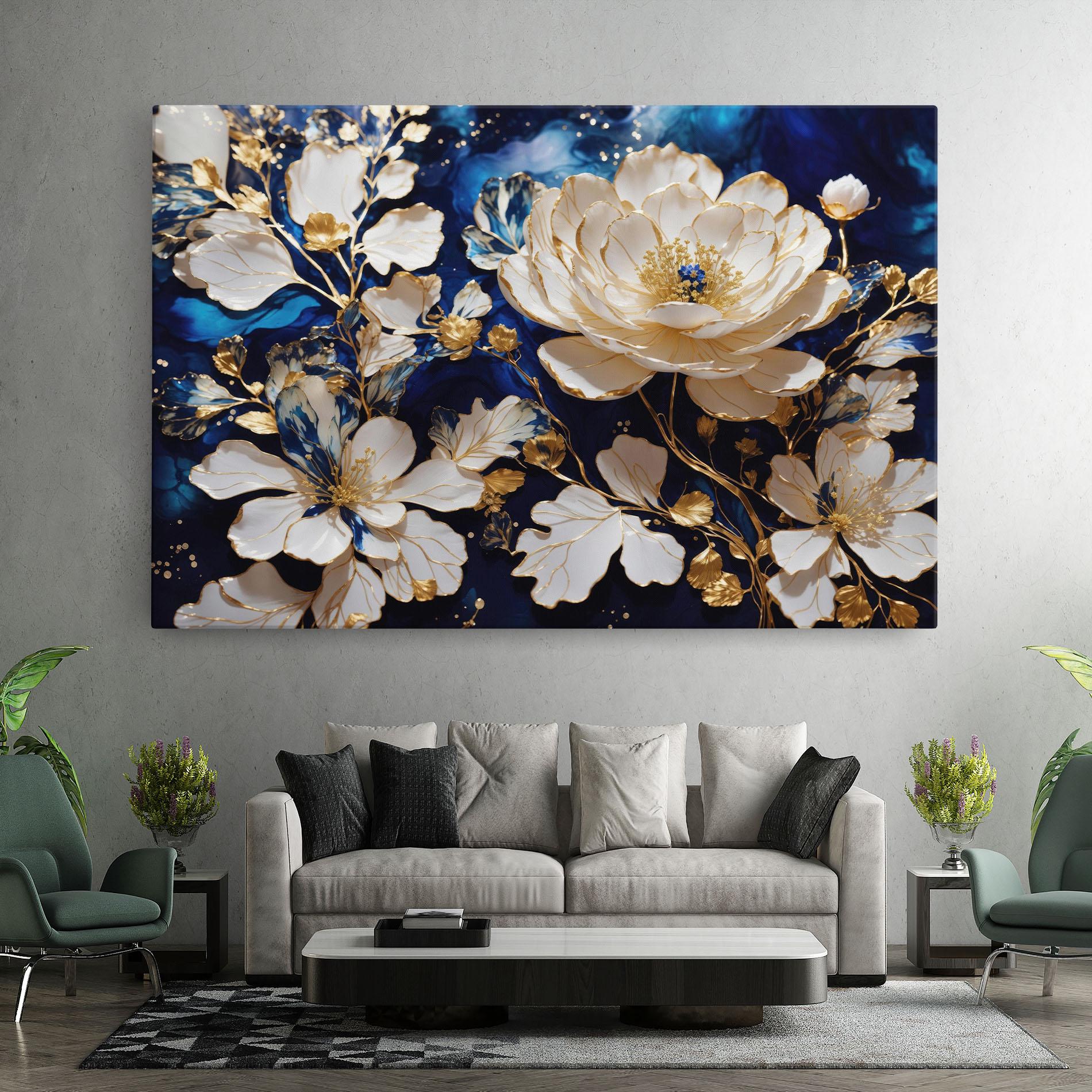 Leinwandbild Beautiful Golden White Rose mockup 7