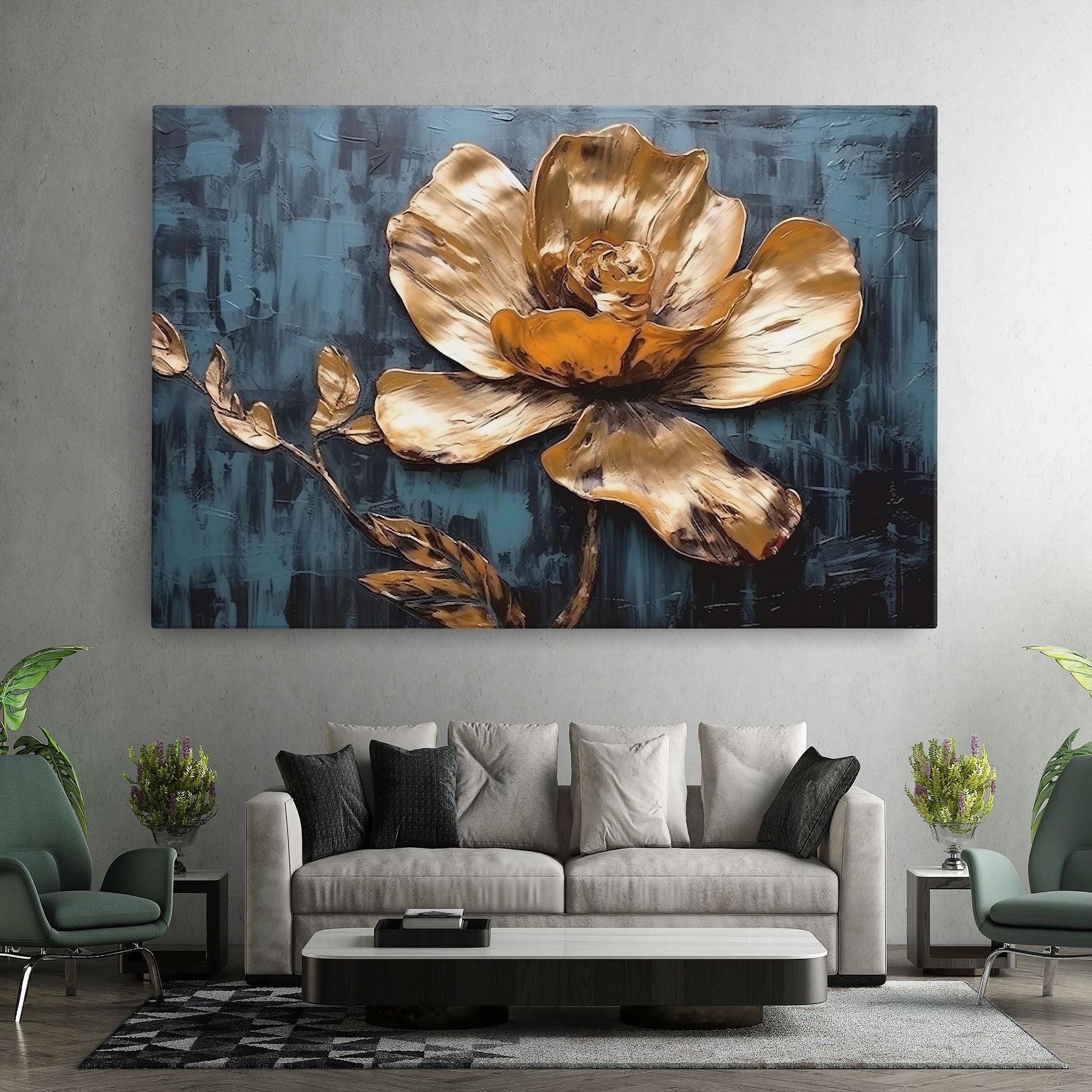 Golden Rose On Blue mockup 7