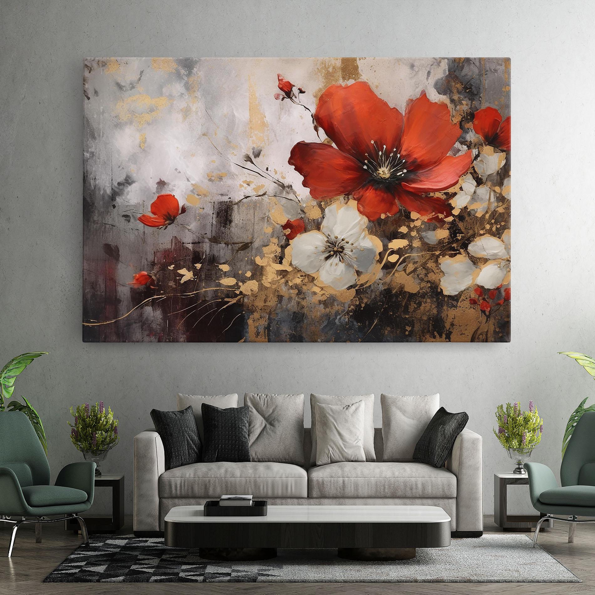 Leinwandbild Red Poppy Painting mockup 7