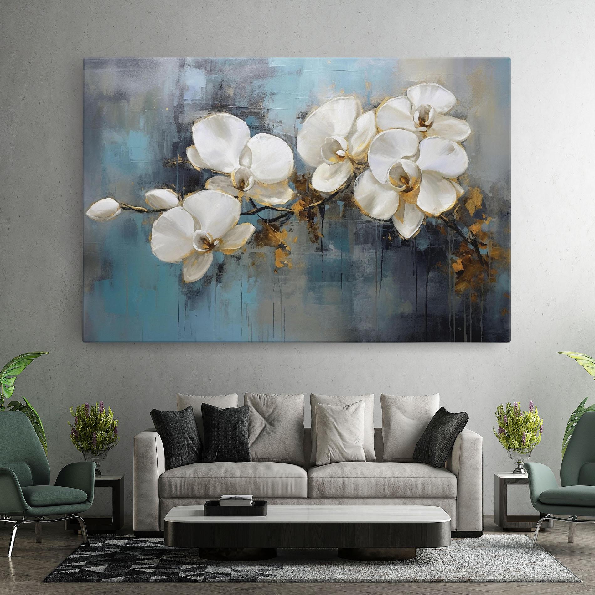 Leinwandbild White Orchids Painting mockup 7