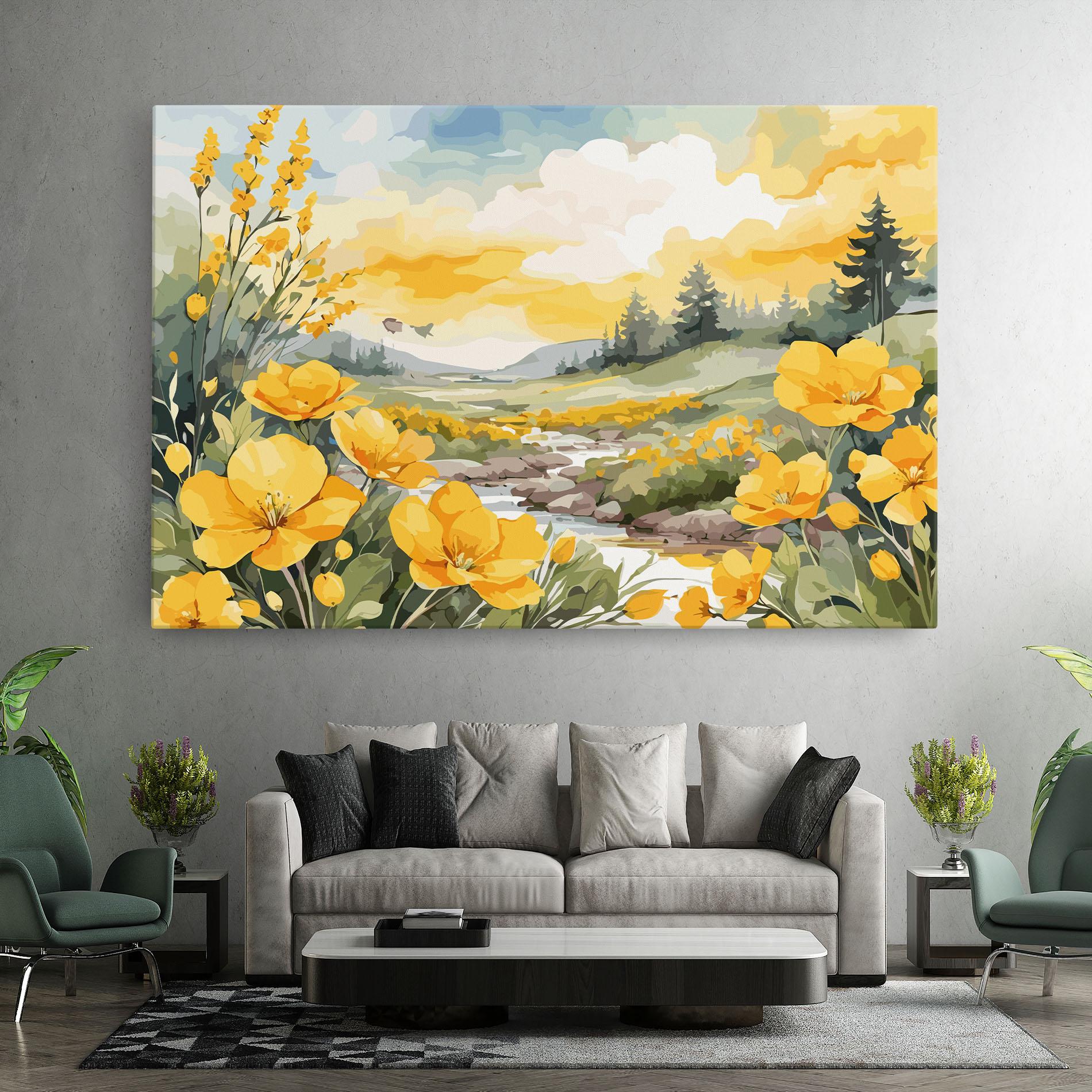 Leinwandbild Yellow View Flower mockup 7